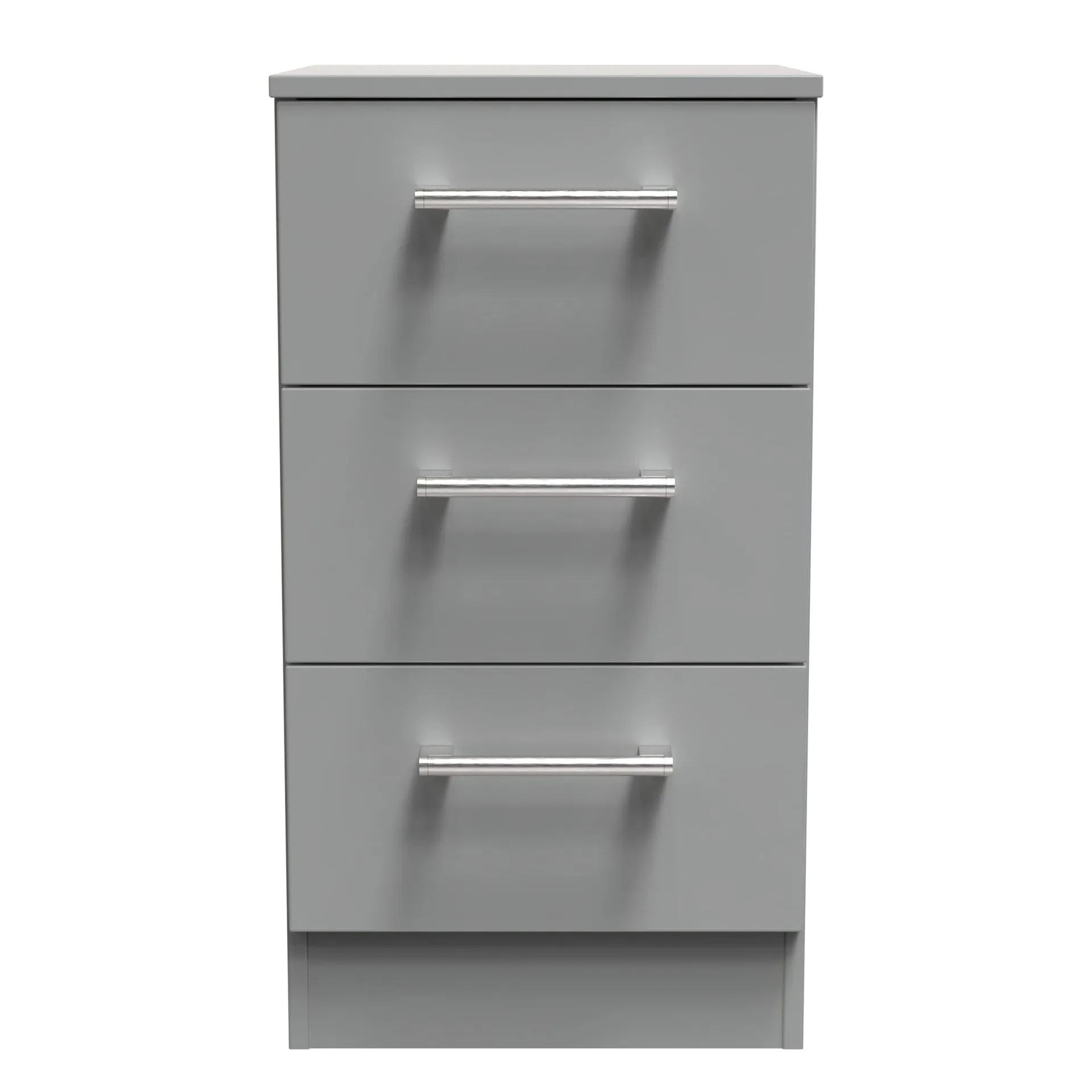 Denver Ready Assembled Bedside Table with 3 Drawers - Grey