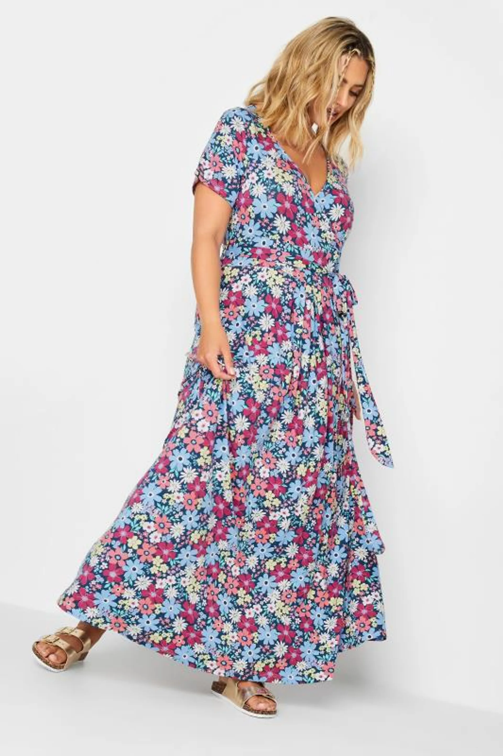 YOURS Curve Light Blue Floral Maxi Dress