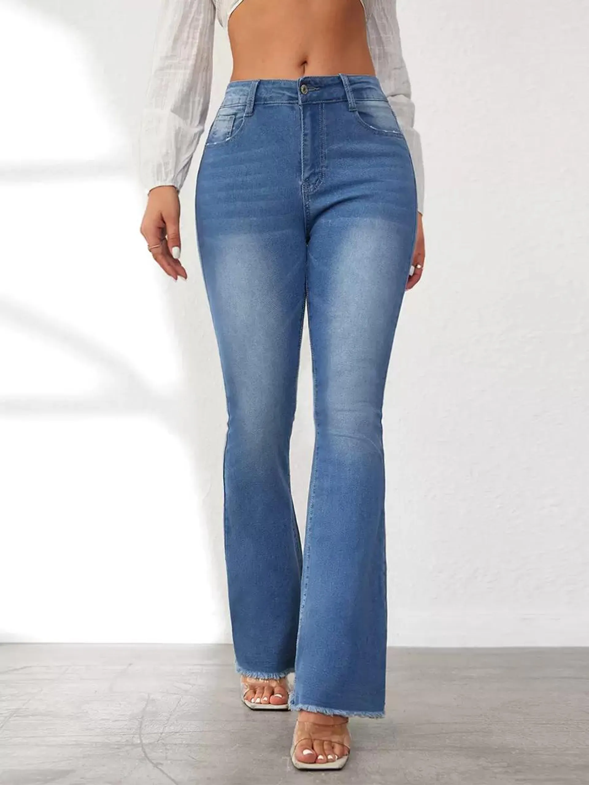 Jeans For Woman Sexy Blue Flared Denim