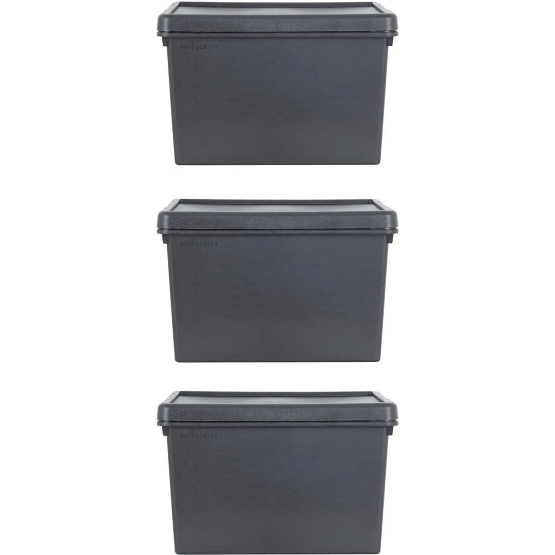 Wham 45L Black Wham Bam Box and Lid 3 Pack