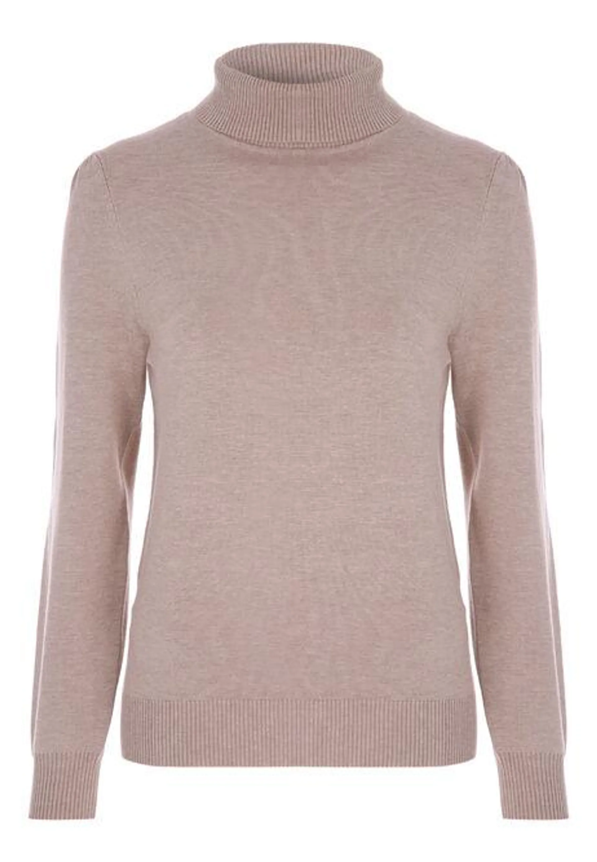 Womens Camel Roll Neck Jumper