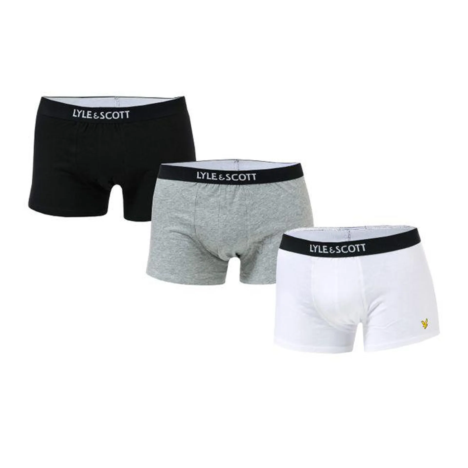 Lyle And Scott Mens Nathan 3 Pack Boxer Shorts in Black Grey White
