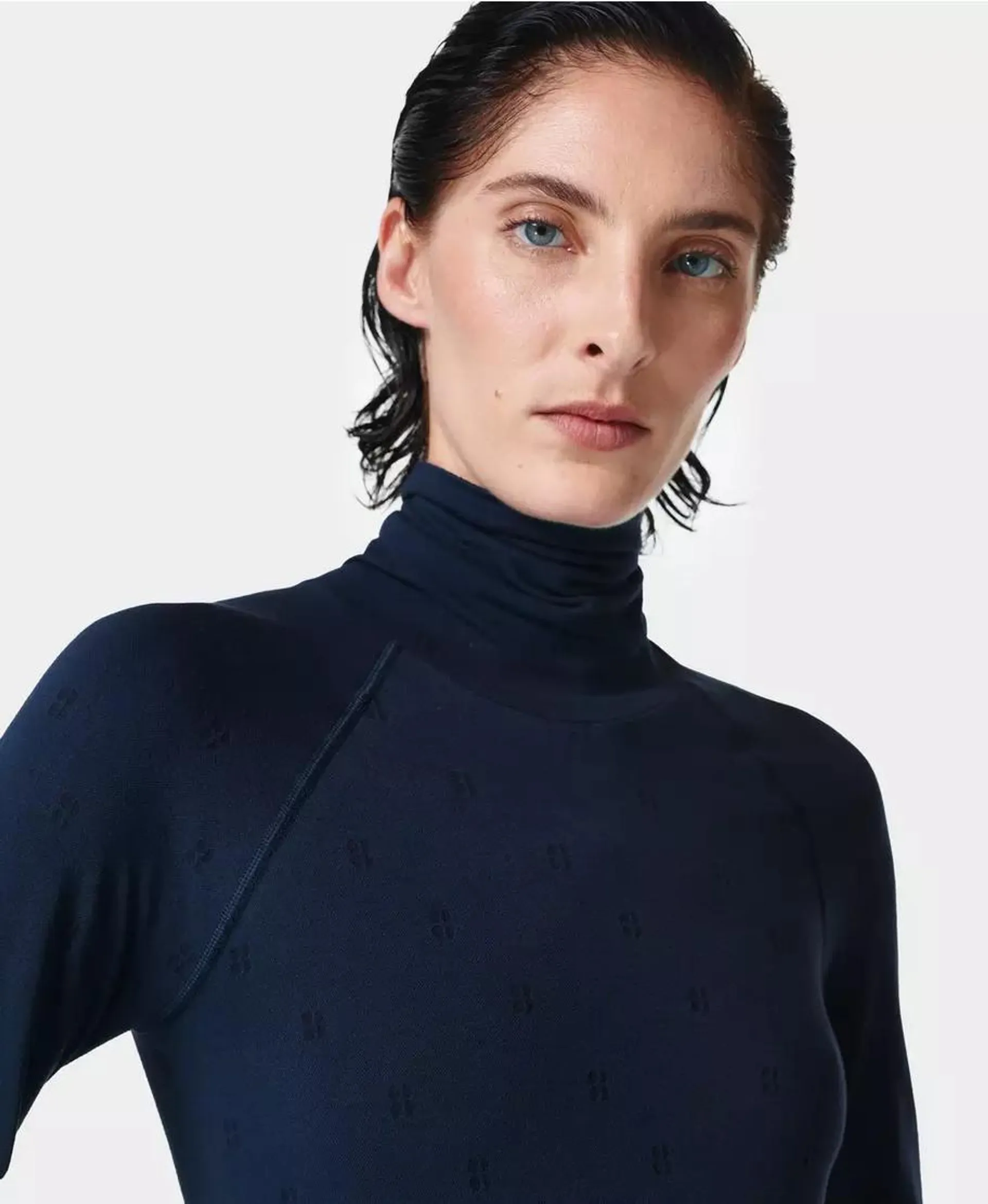 Modal Dot High Neck Jacquard Base Layer Top