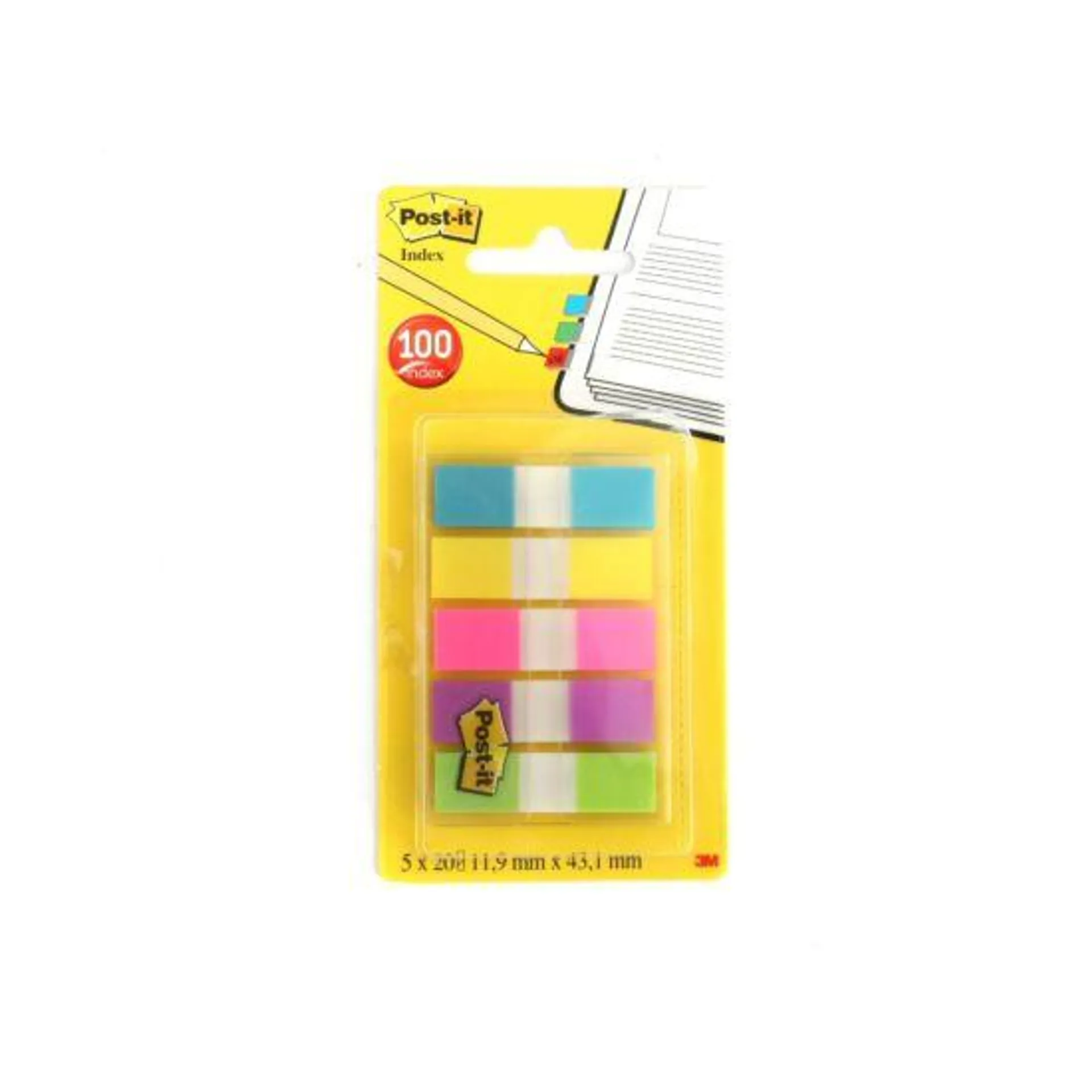 3M Post It File Index Tabs 43x12mm 100 Sheets