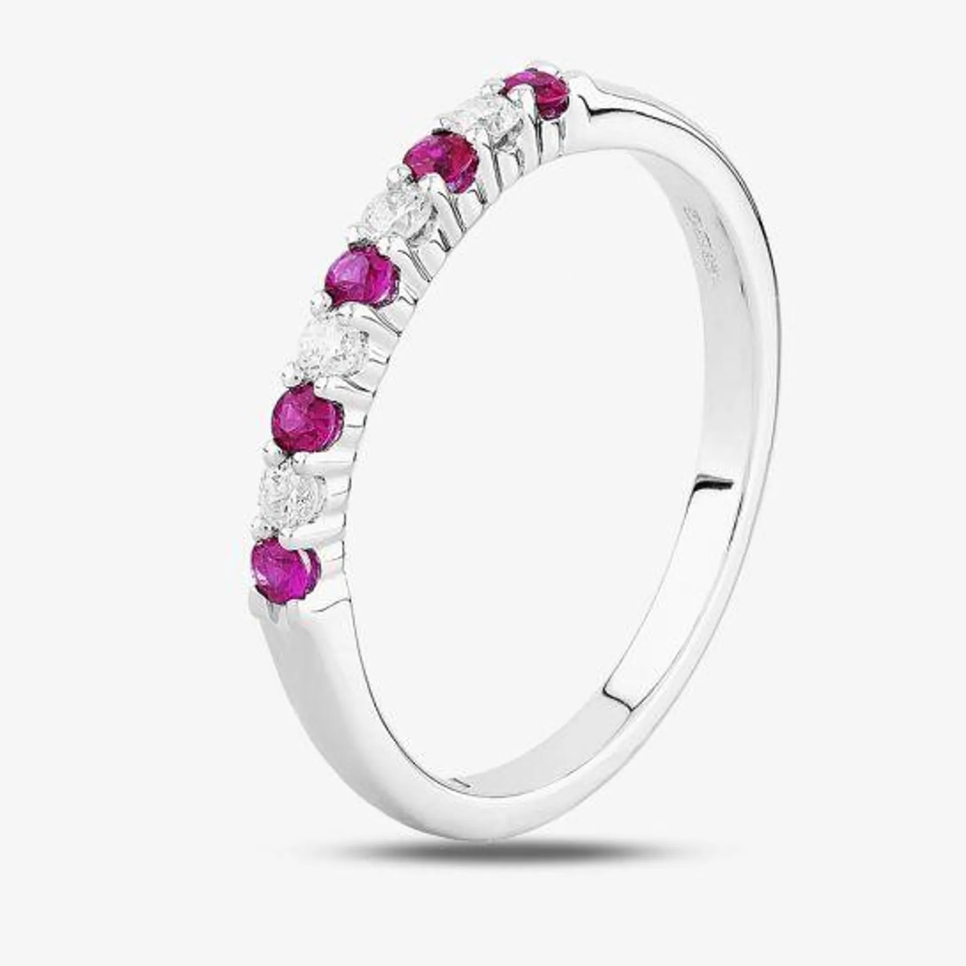 9ct White Gold 0.125ct Diamond Ruby Ring THR9183-R