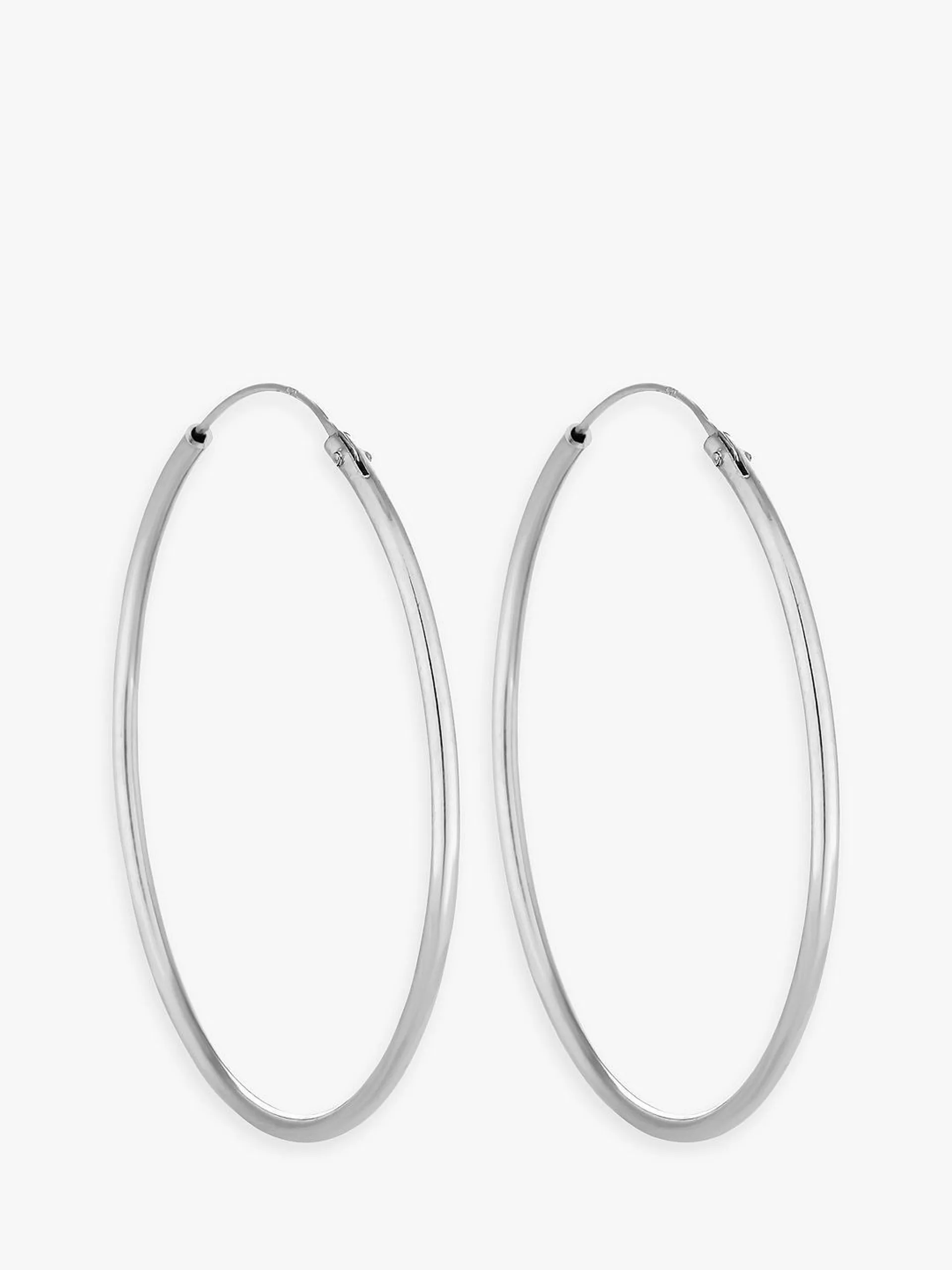 Simply Silver Medium Hoop Earrings, Silver