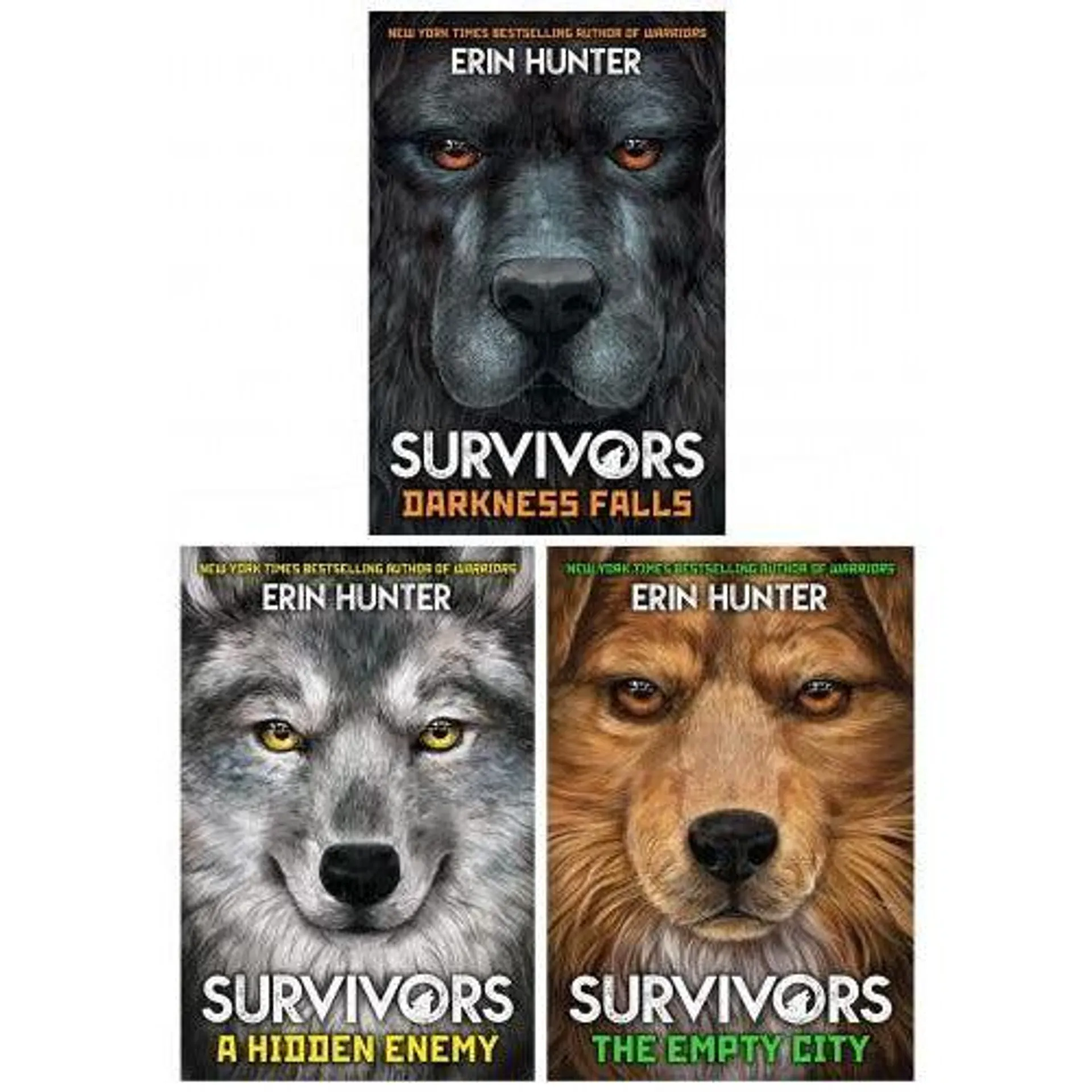 Erin Hunter Survivors Series 3 Books Collection Set Darkness Falls A Hidden Enemy The Empty City