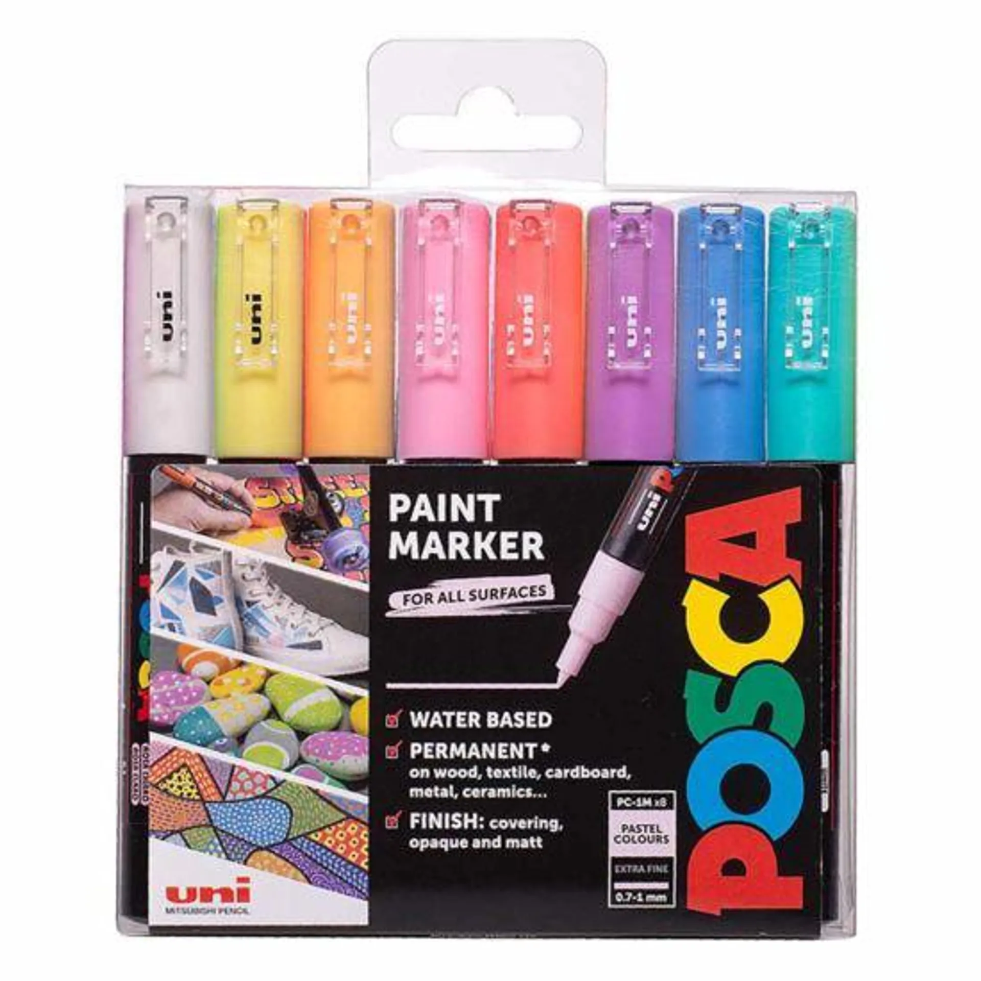 Uni Posca Marker Pen PC-1M 0.7mm 8 Pack Pastel