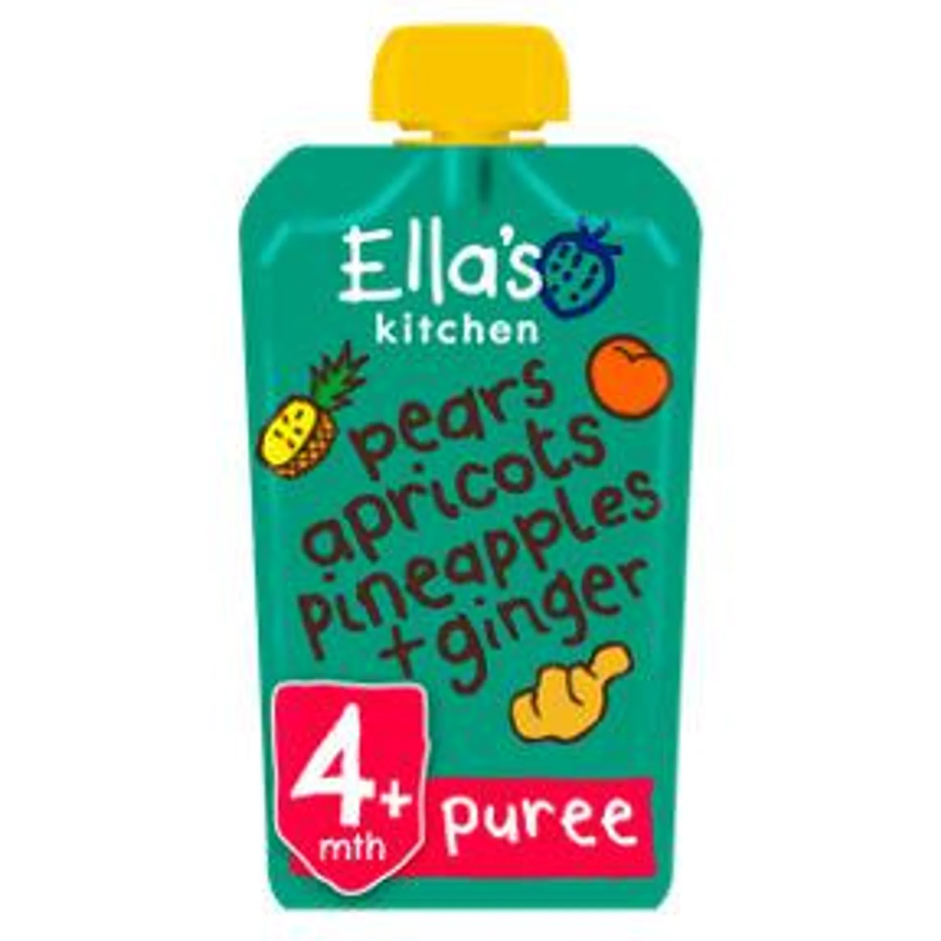 Ella's Kitchen Organic Pears, Apricots, Pineapples and Ginger Baby Food Pouch 4+ Months