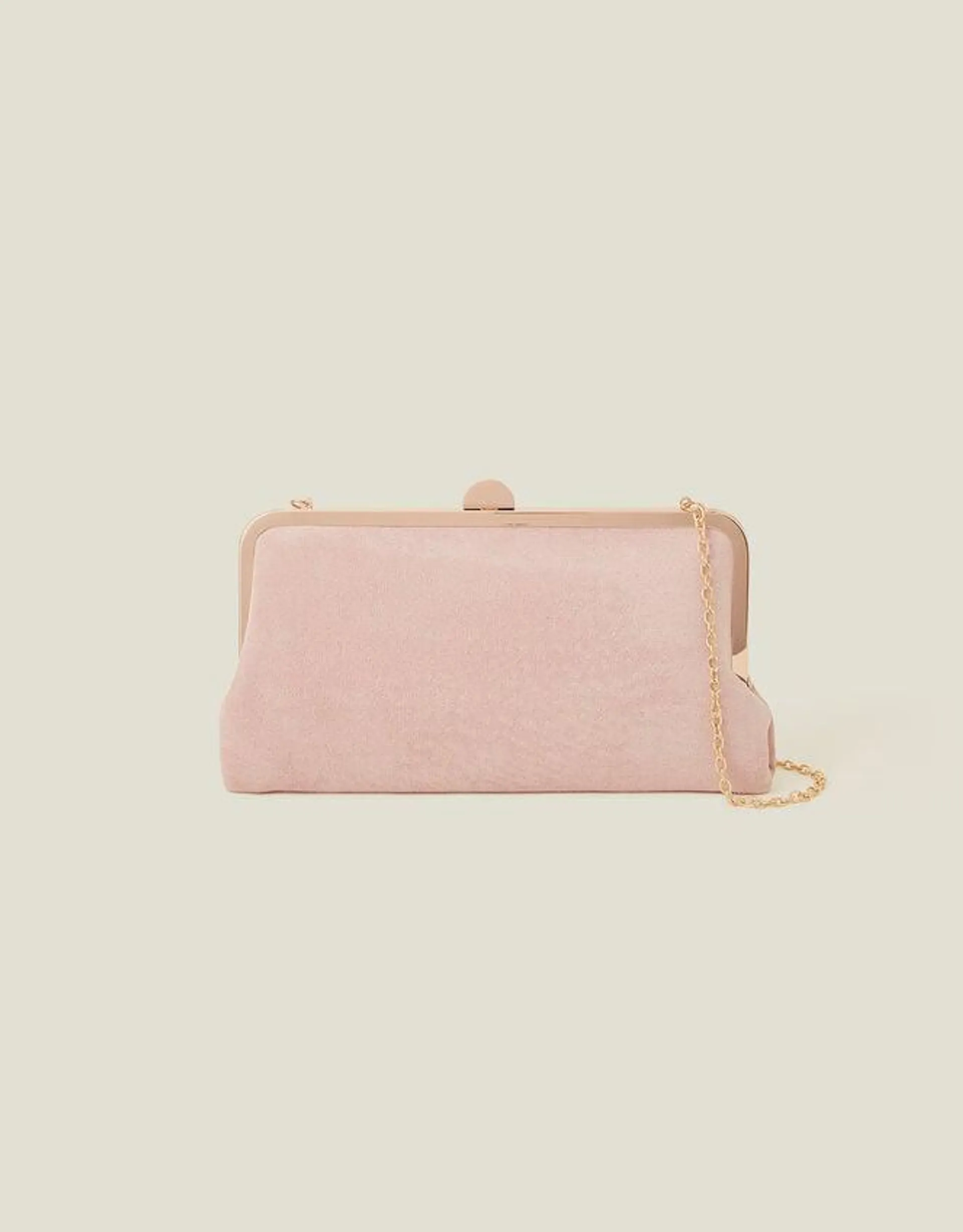 Suedette Clip Frame Clutch Bag