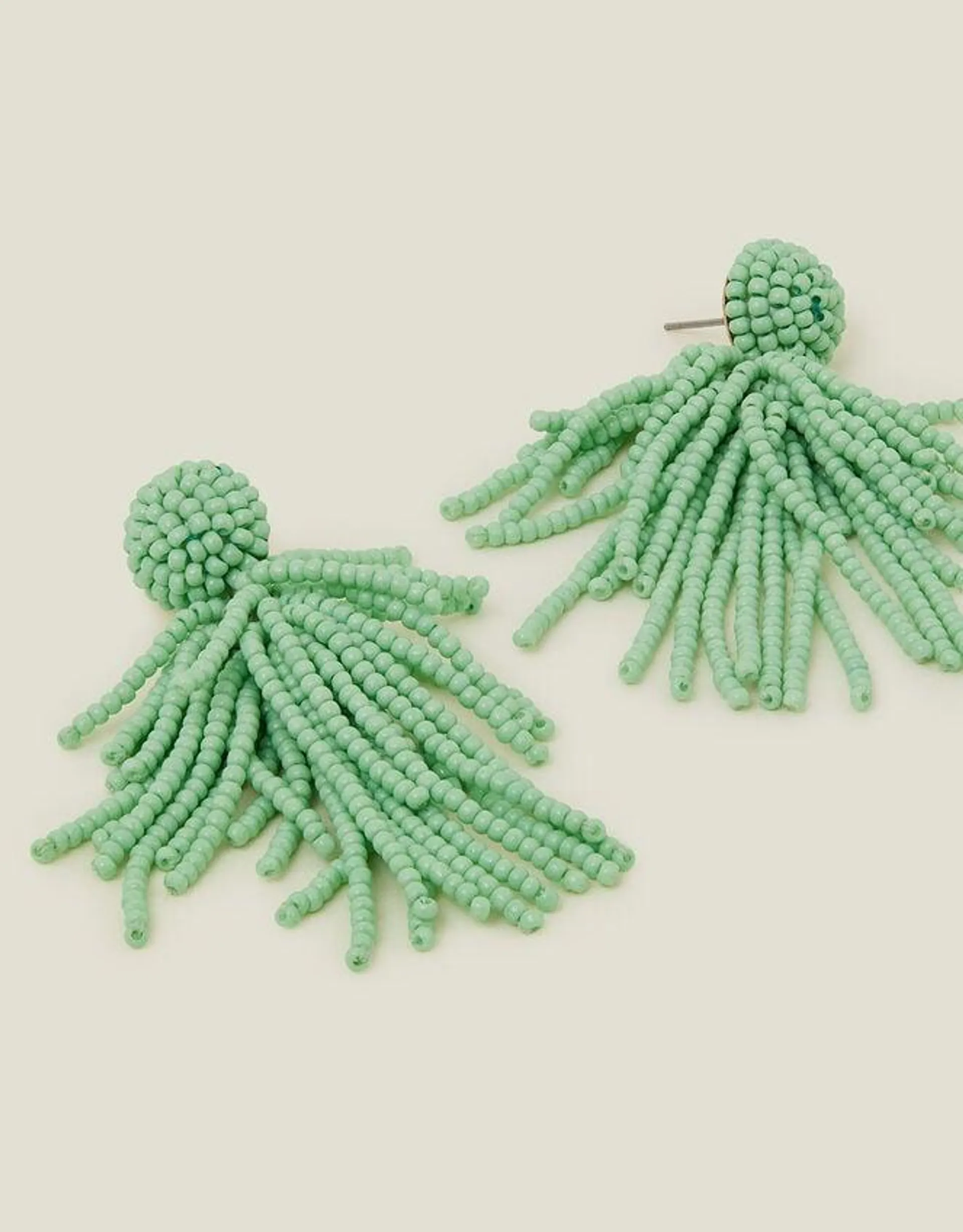 Short Bead Tassel Earrings