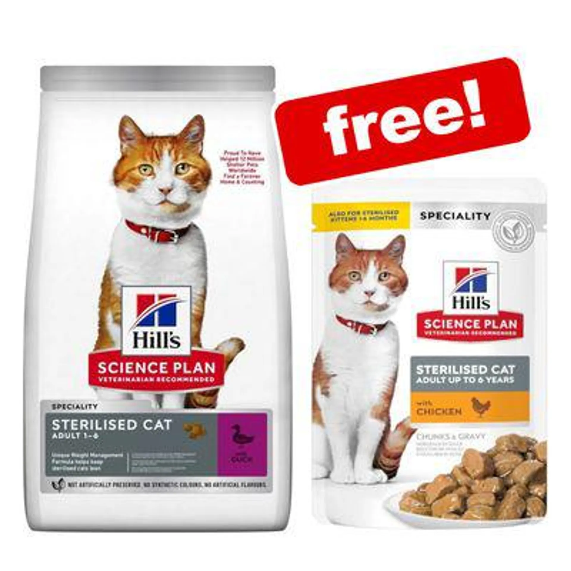 7kg/10kg Hill’s Science Plan Adult/Kitten Dry Cat Food + Wet Food Free! *