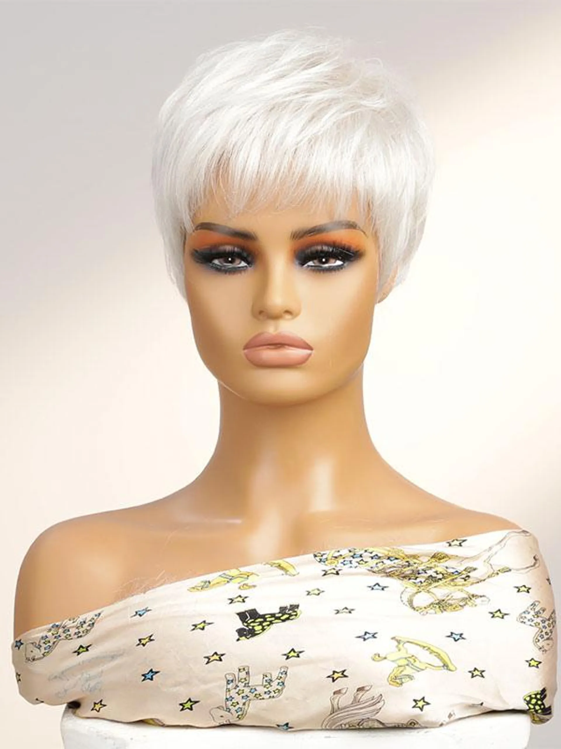 Synthetic Wigs White Pixies & Boycuts Mixed-hair Tousled Short Wig For Women