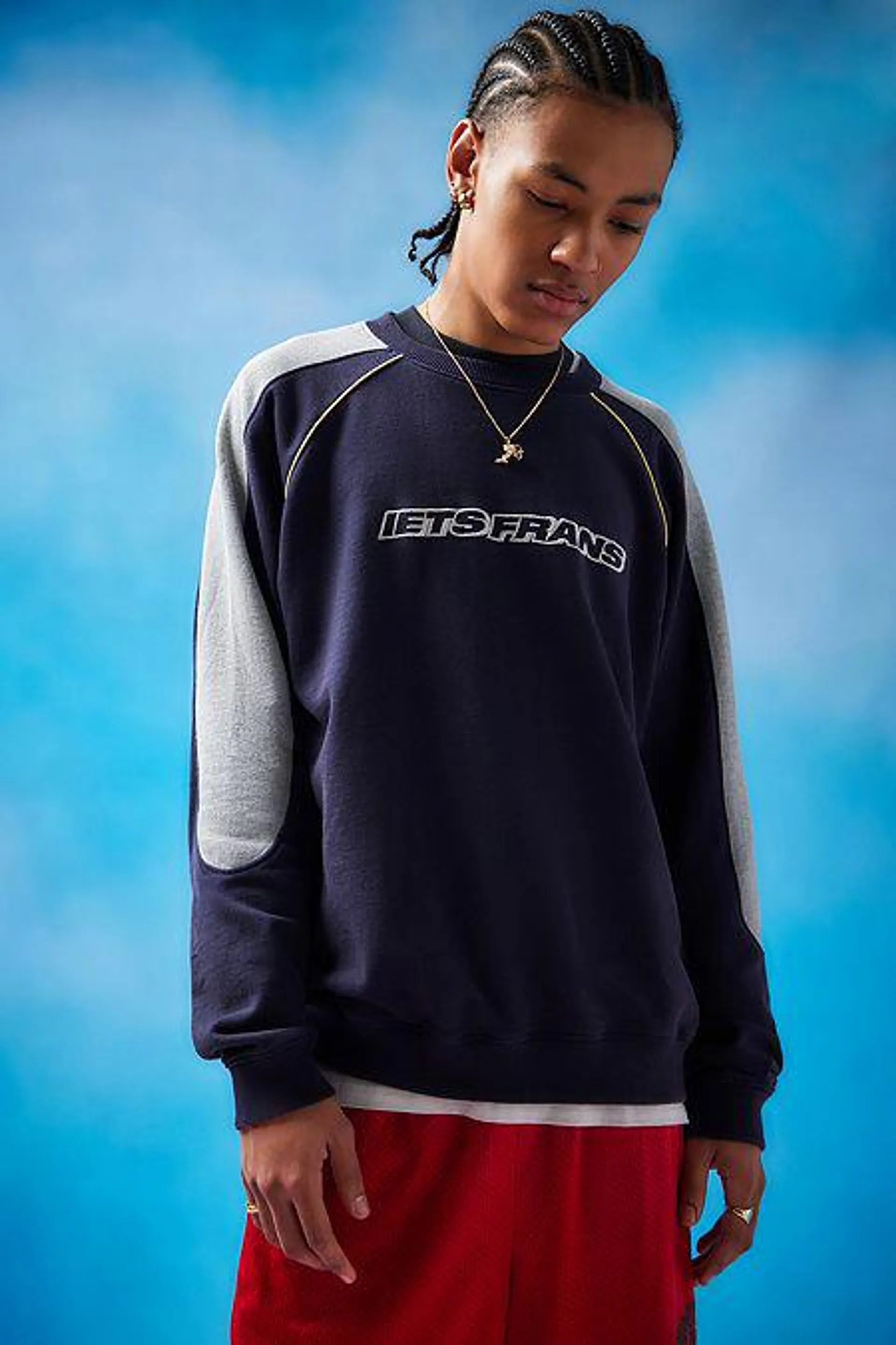 iets frans... Navy & Grey Panelled Sweatshirt