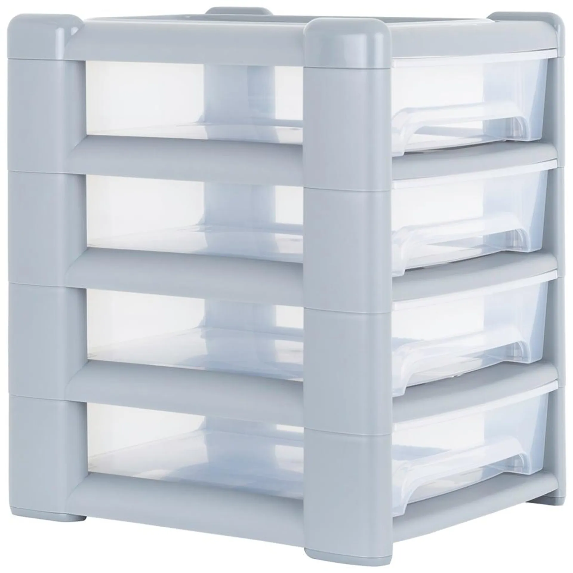 Wham Shallow 4 Drawer Steel and Clear Storage Unit