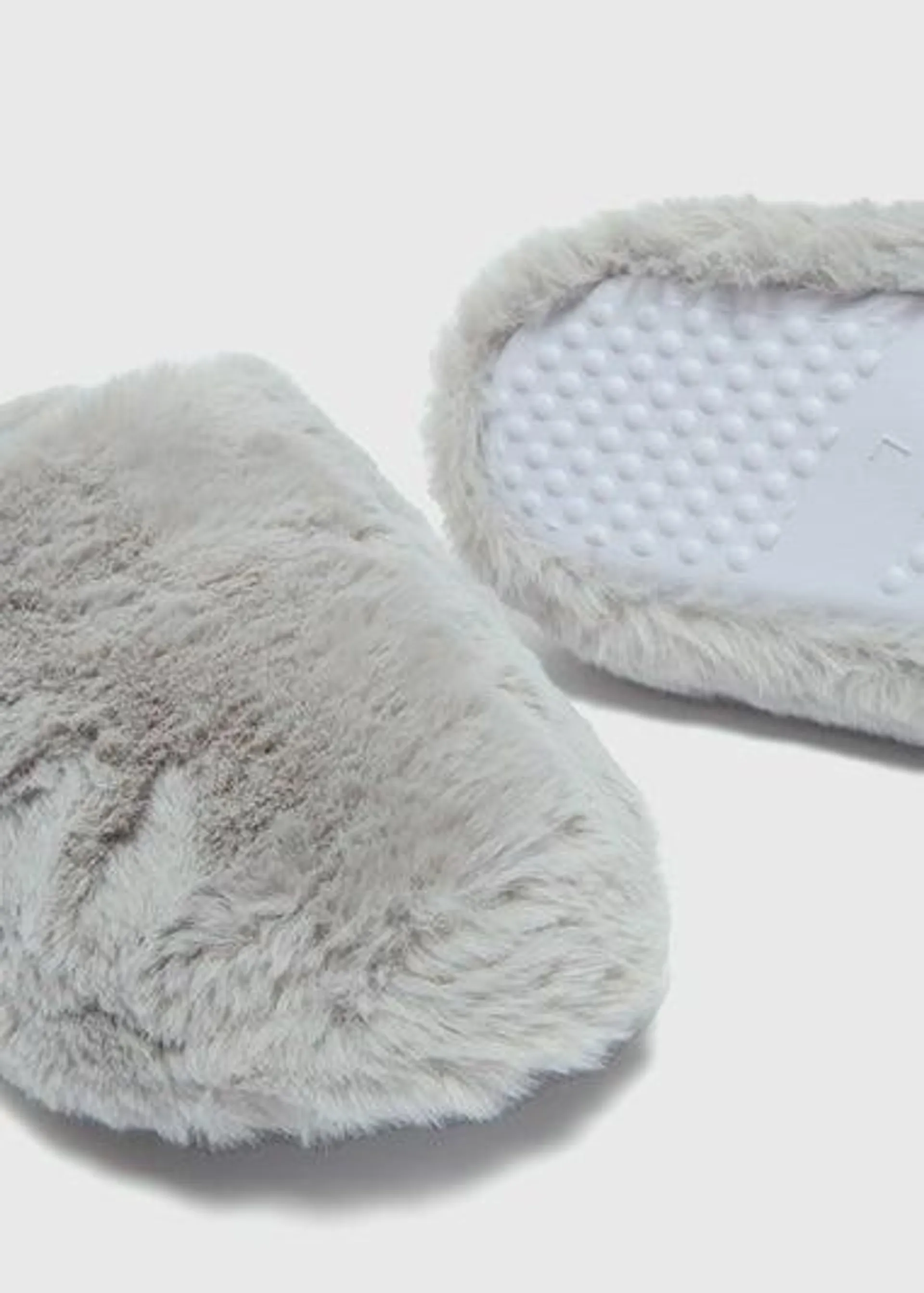 Grey Fluffy Mule Slippers