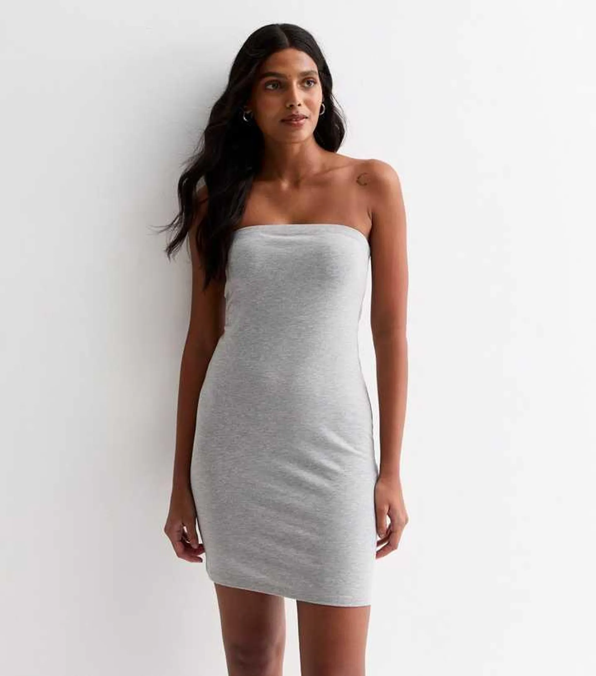 Grey Jersey Bandeau Mini Dress