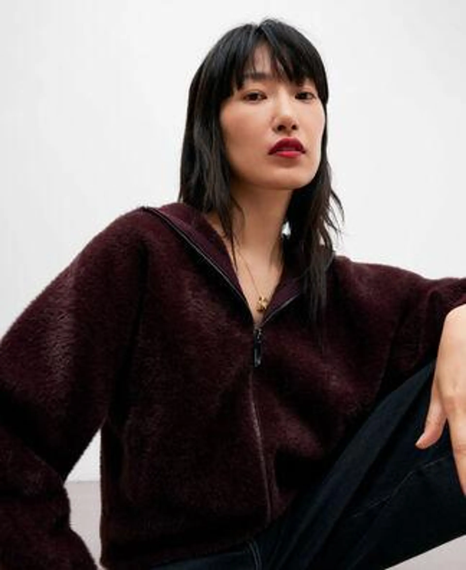 Burgundy fleece hoodie for women