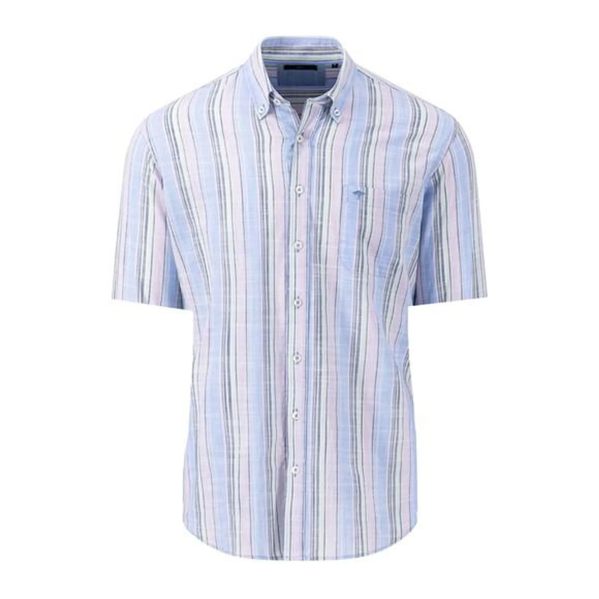 Mens Blue S/S Sporty Slub Shirt