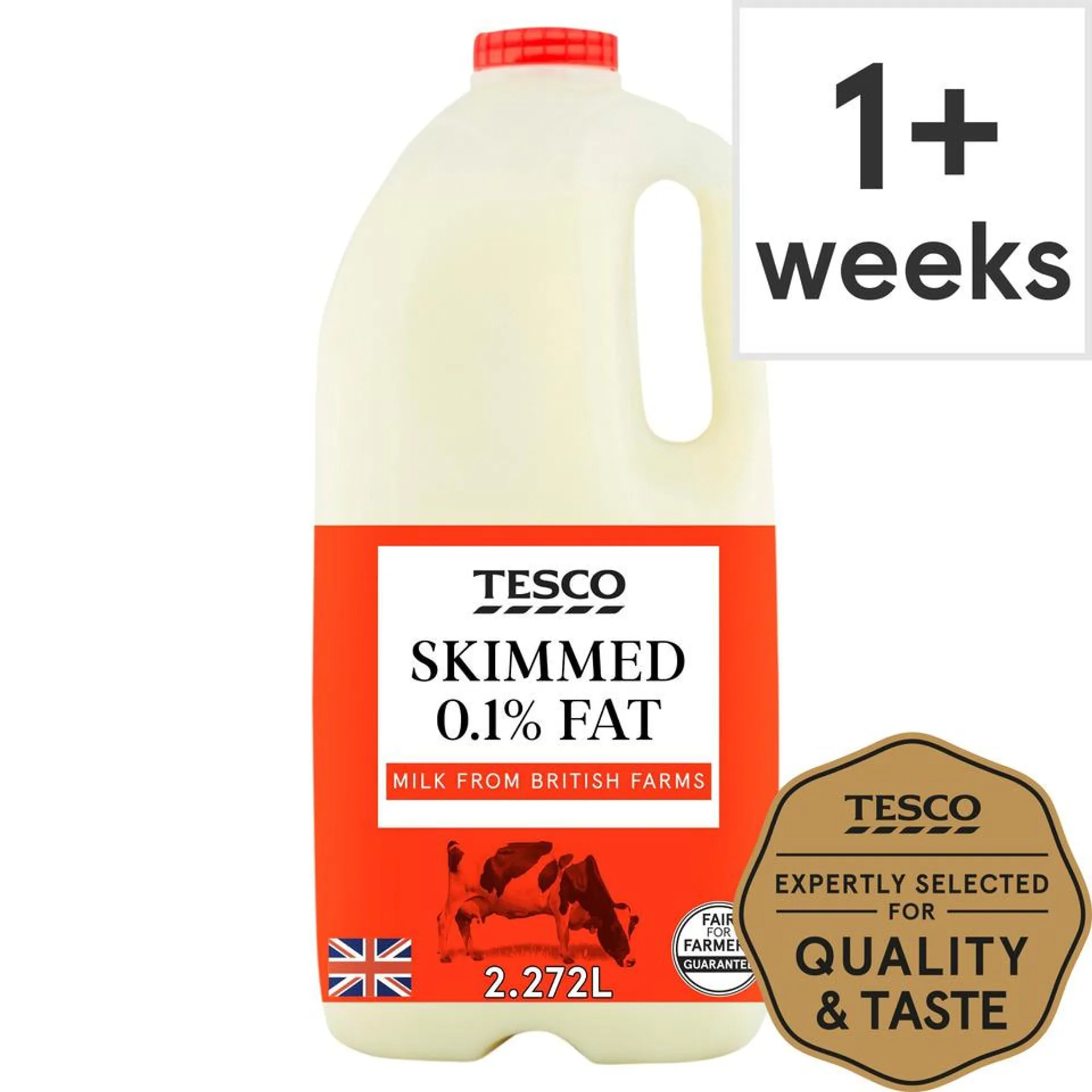 Tesco British Skimmed Milk 2.272L, 4 Pints