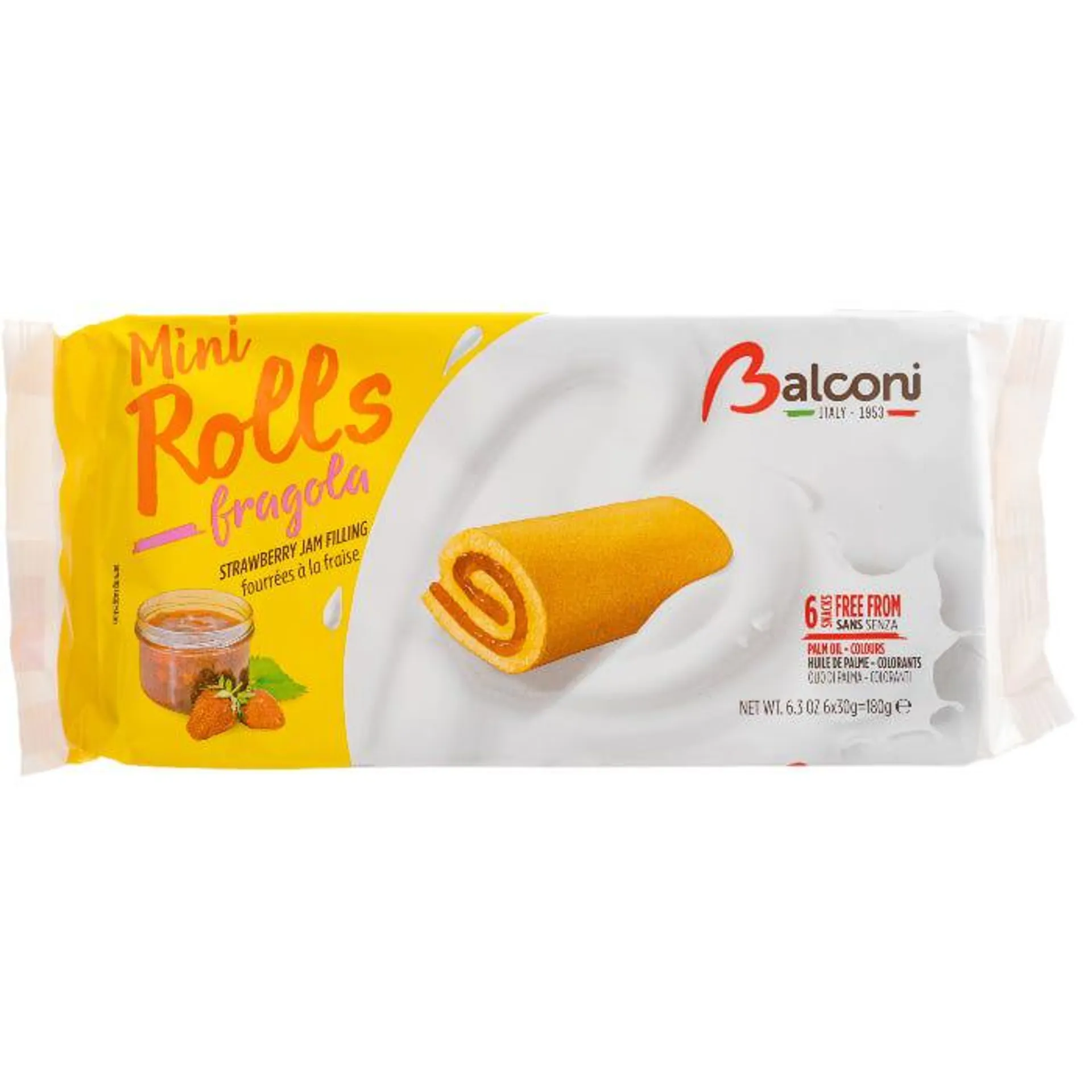 Balconi Mini Roll Strawberry, 180g (Pack Of 6)