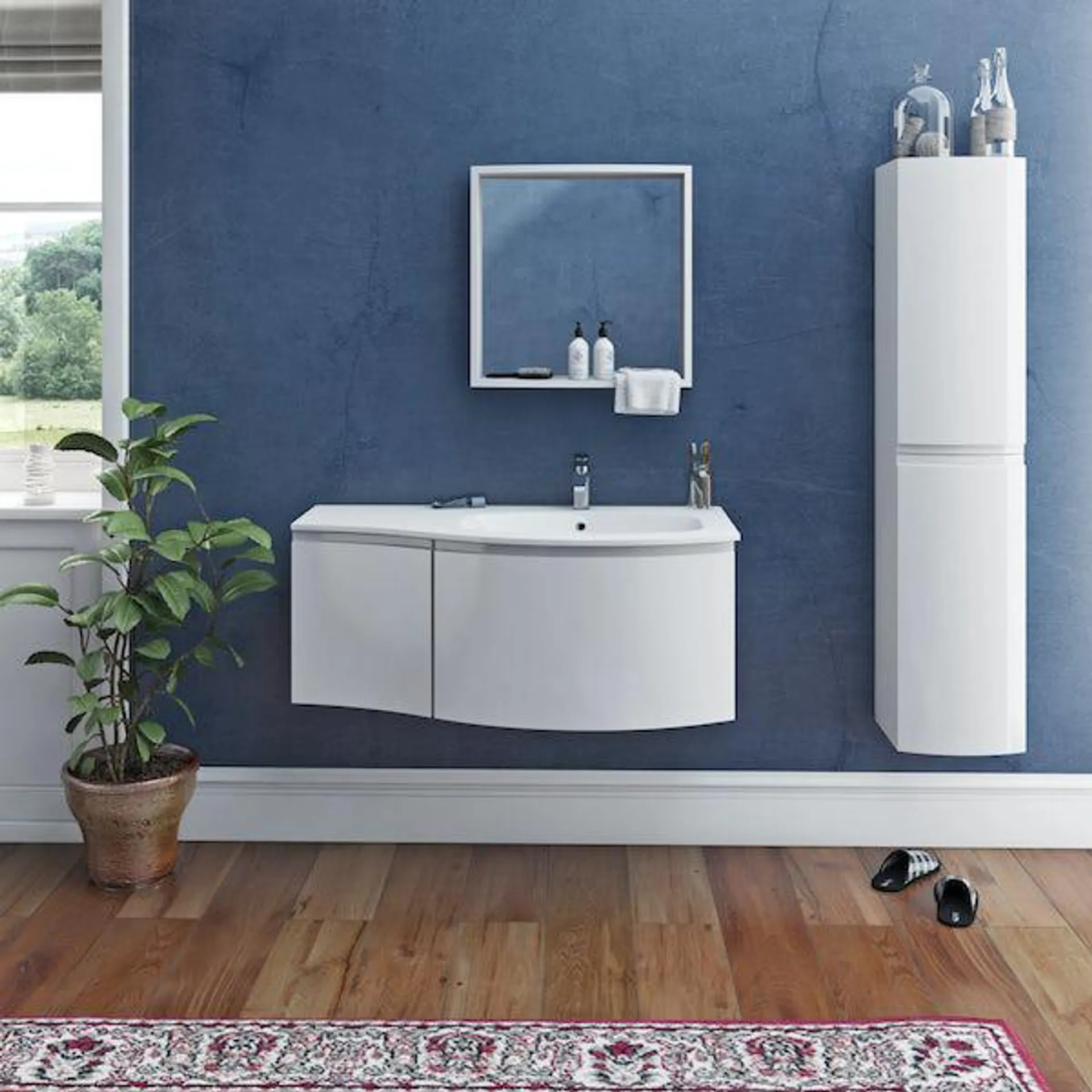 Mode Harrison white right handed wall hung vanity unit and basin 1000mm