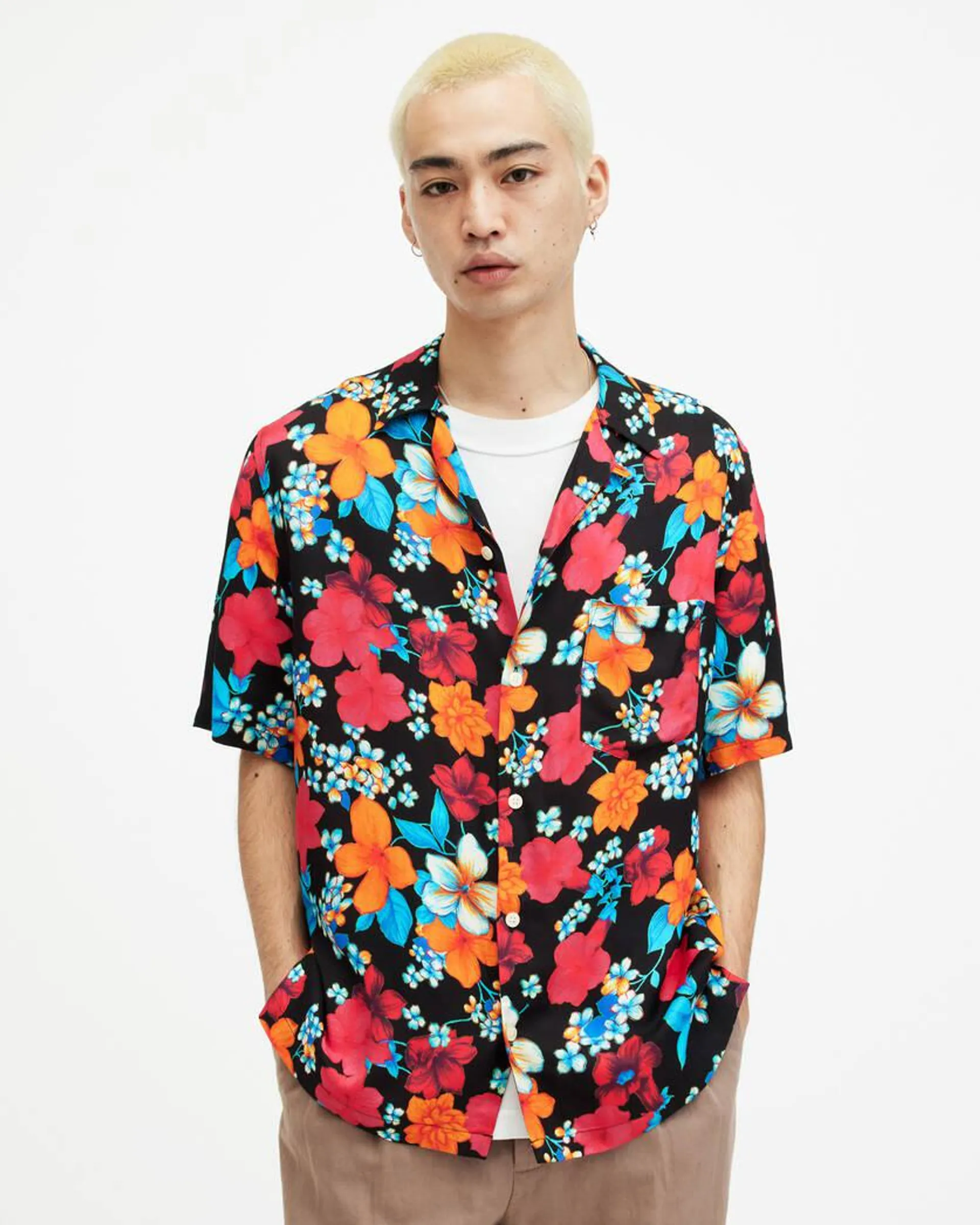 Spiros Floral Print Relaxed Fit Shirt