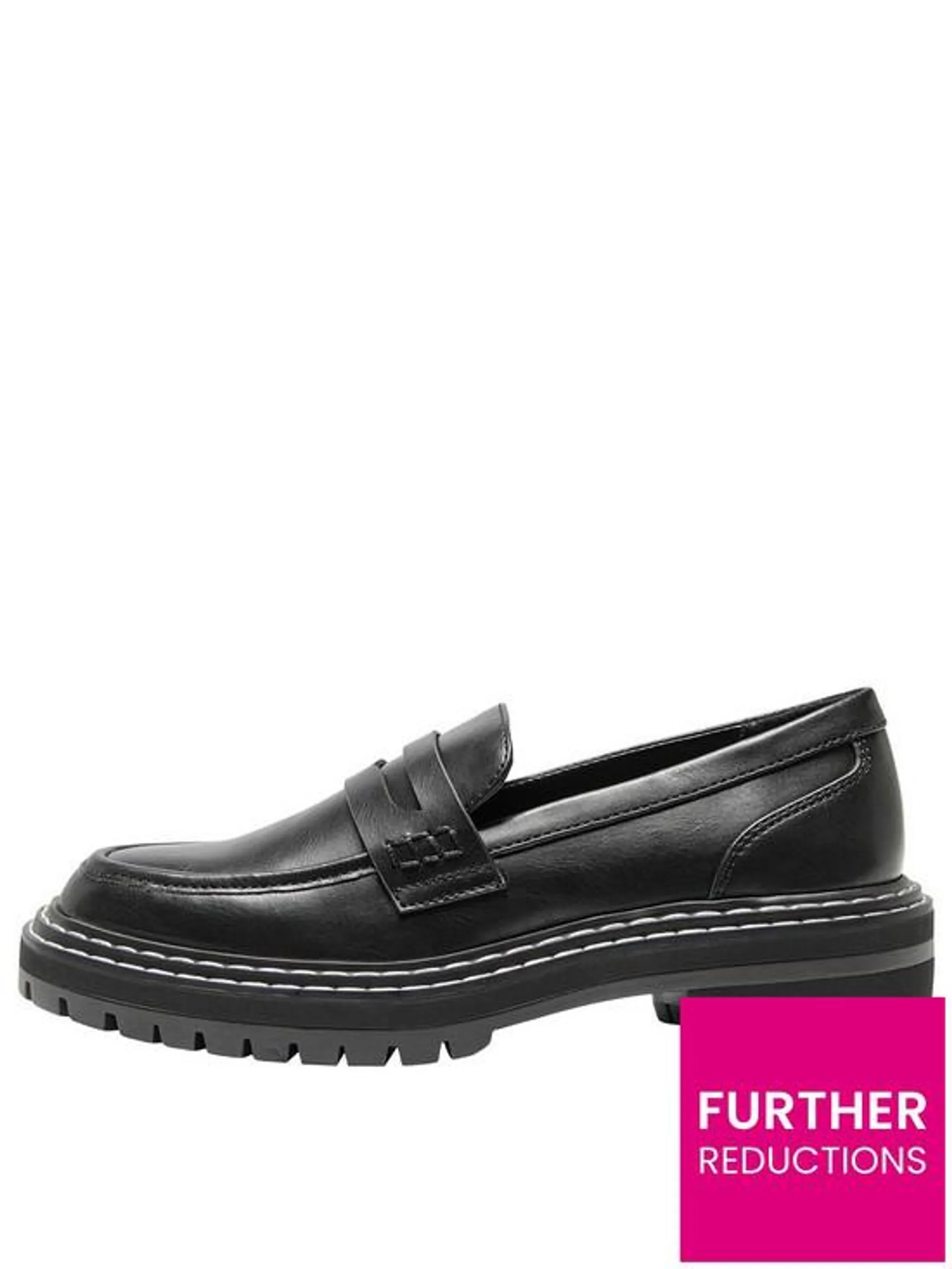 Faux Leather Loafer - Black