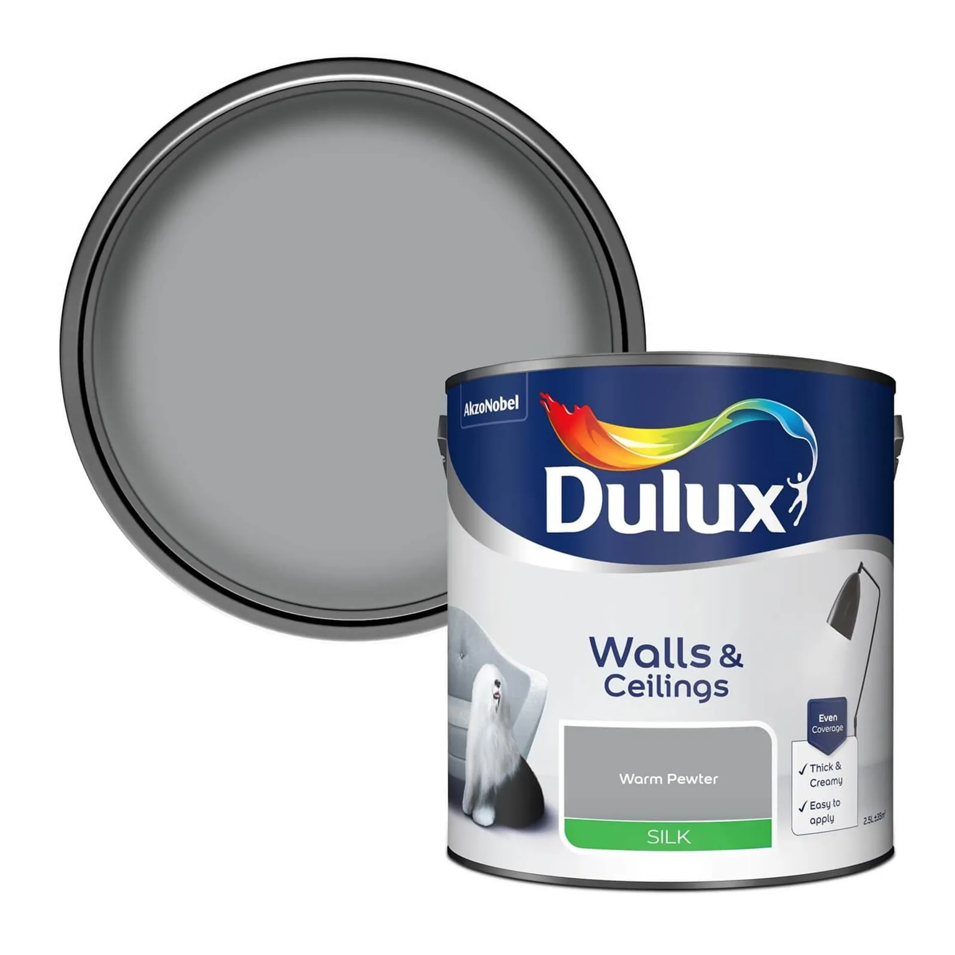 Dulux Silk Emulsion Paint Warm Pewter - 2.5L