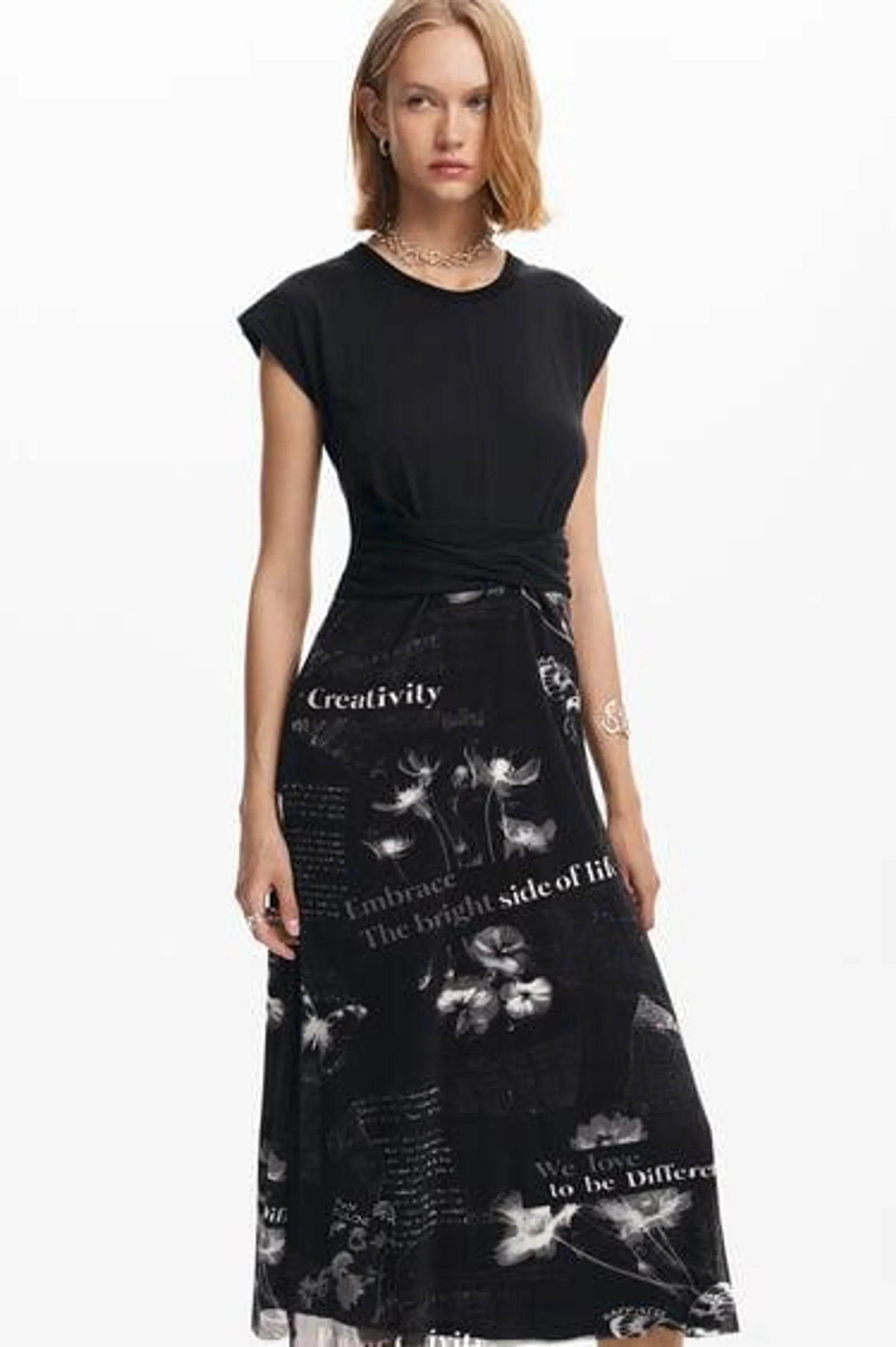 Midi dress with text