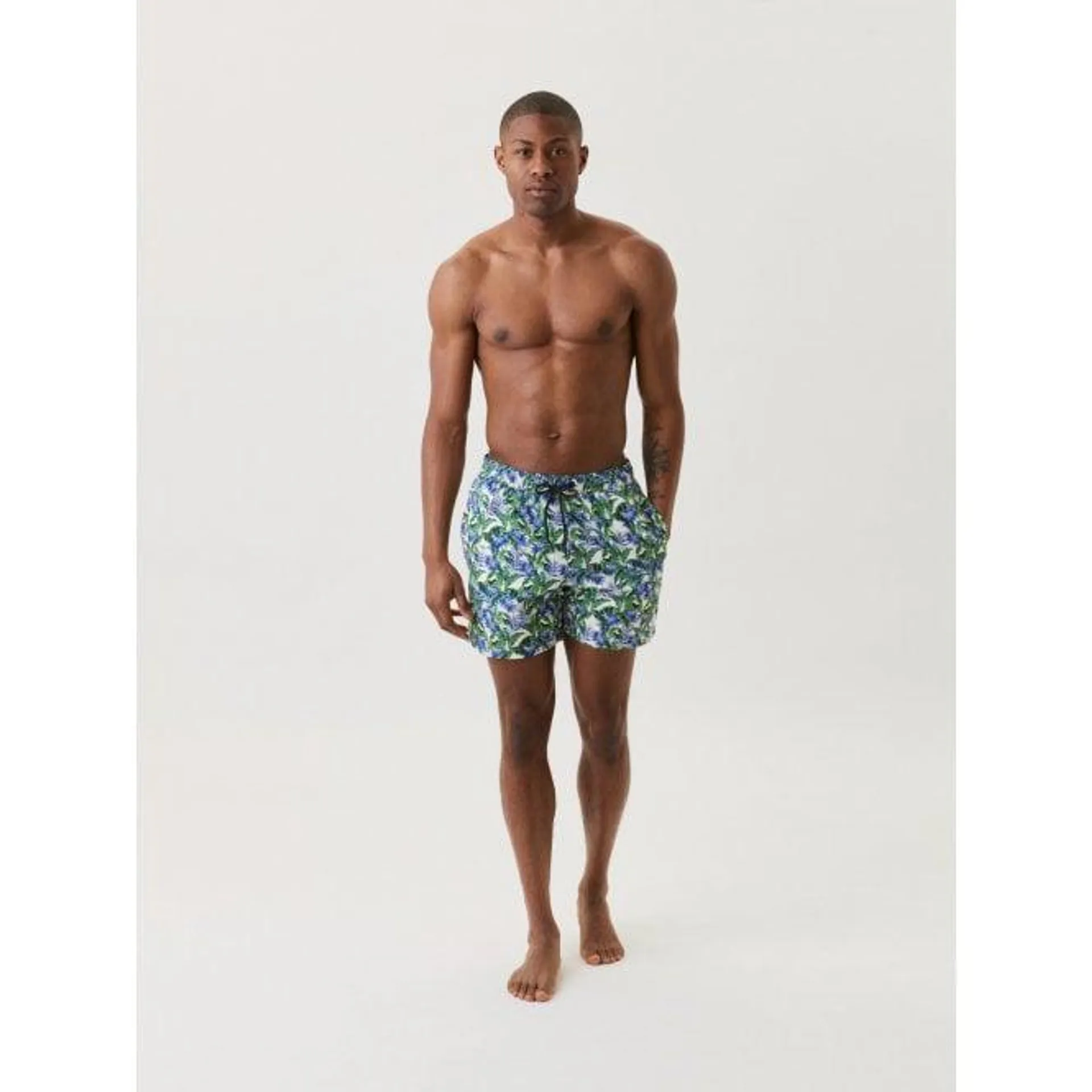Bjorn Borg Palm Leaf Print Swim Shorts, Green/Blue