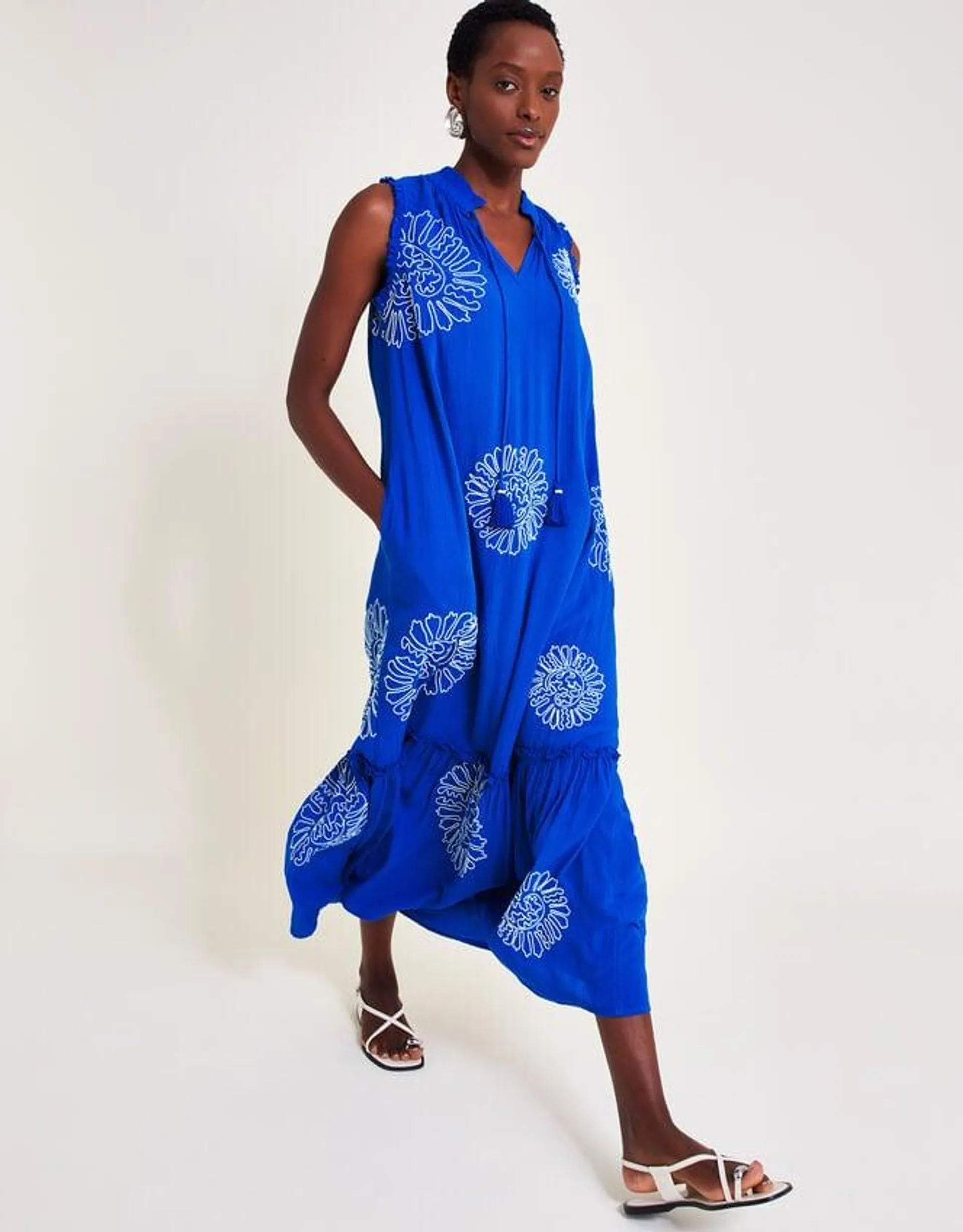 Meena Embroidered Dress Blue