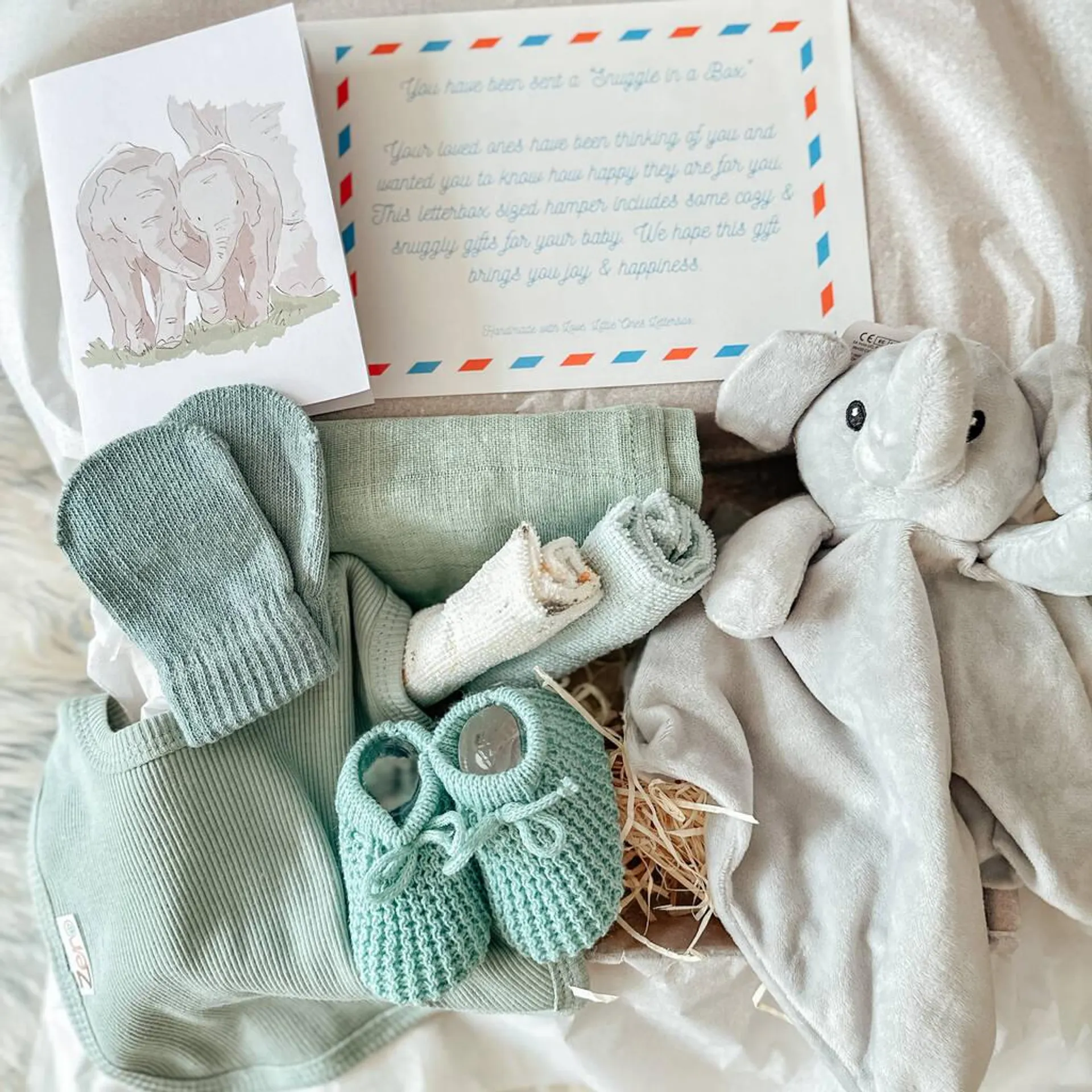 Elephant Baby Gift, Green, Beige, Grey, Pink Or Blue