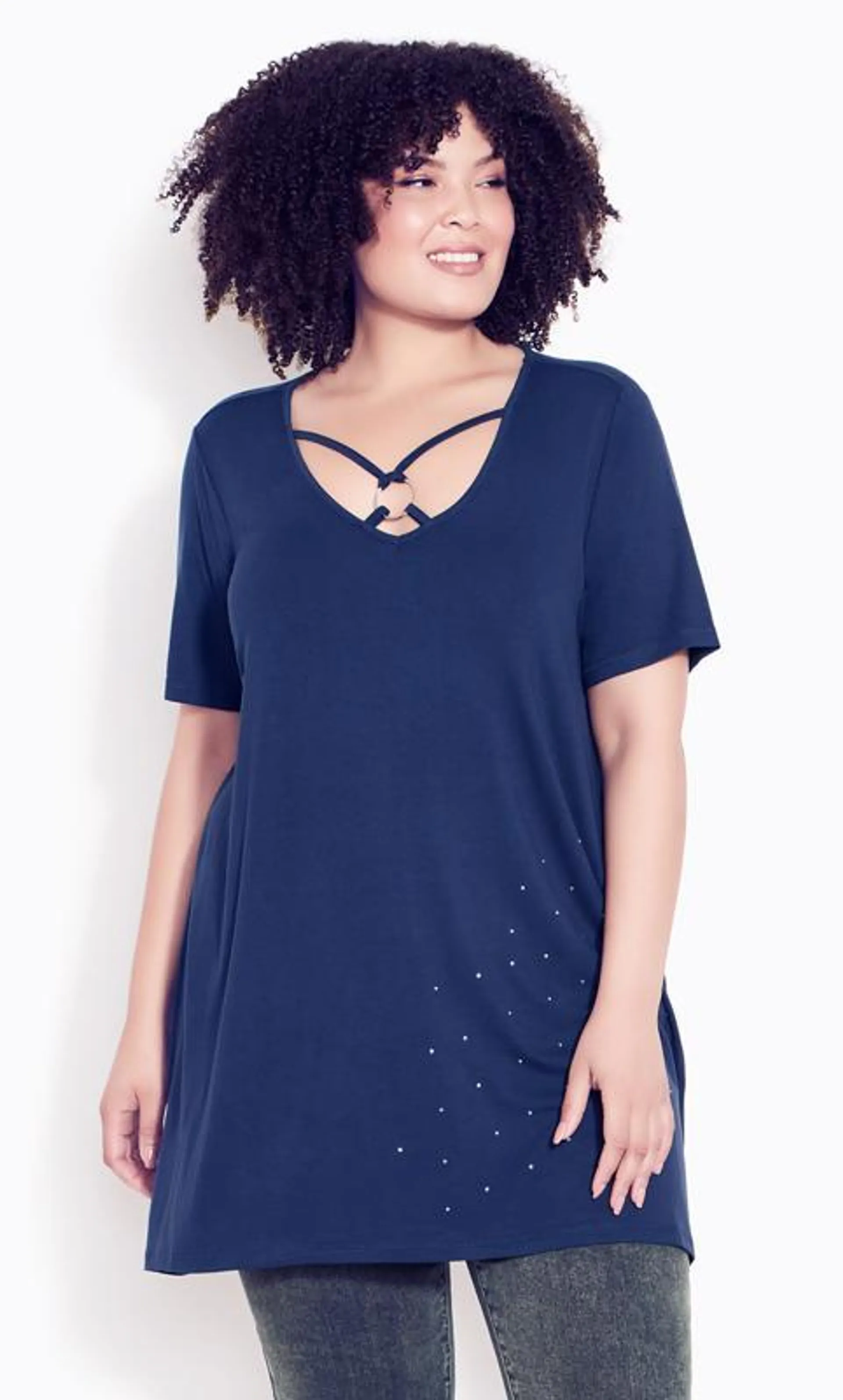 Evans Navy Linny Bling Tunic