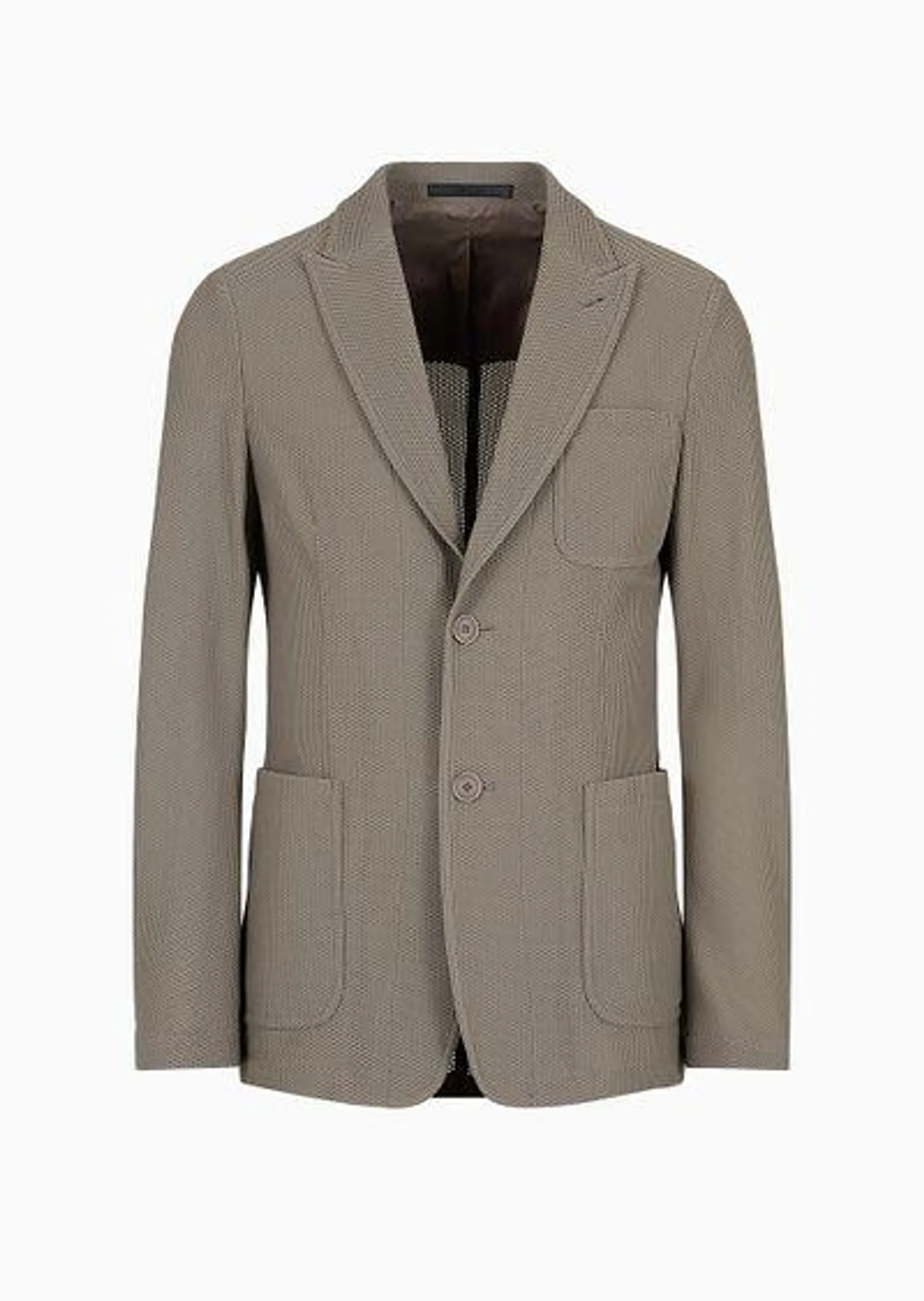 Single-breasted jacket in technical waffle fabric