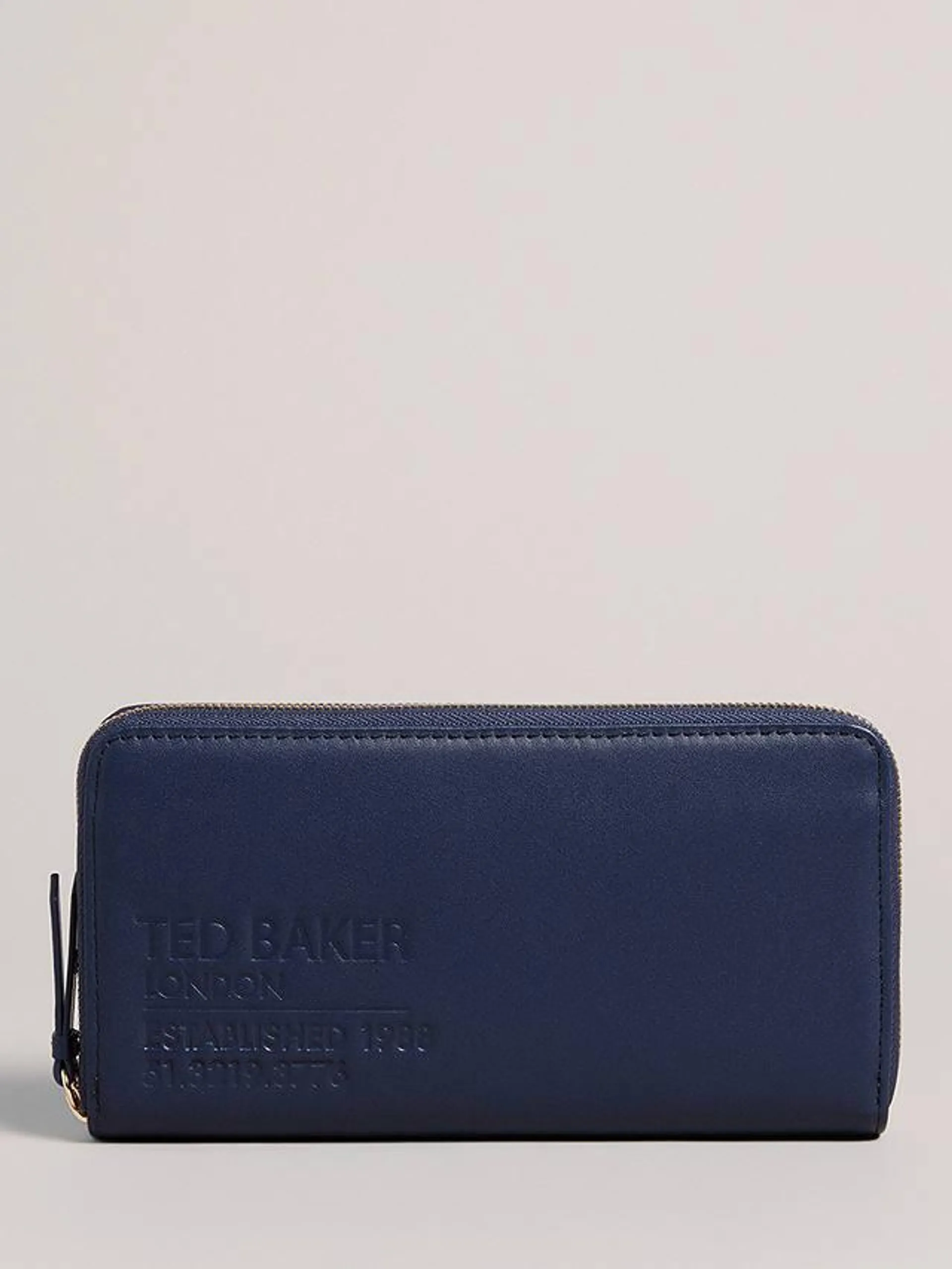 Ted Baker Darciea Large Leather Zip Around Purse, Navy