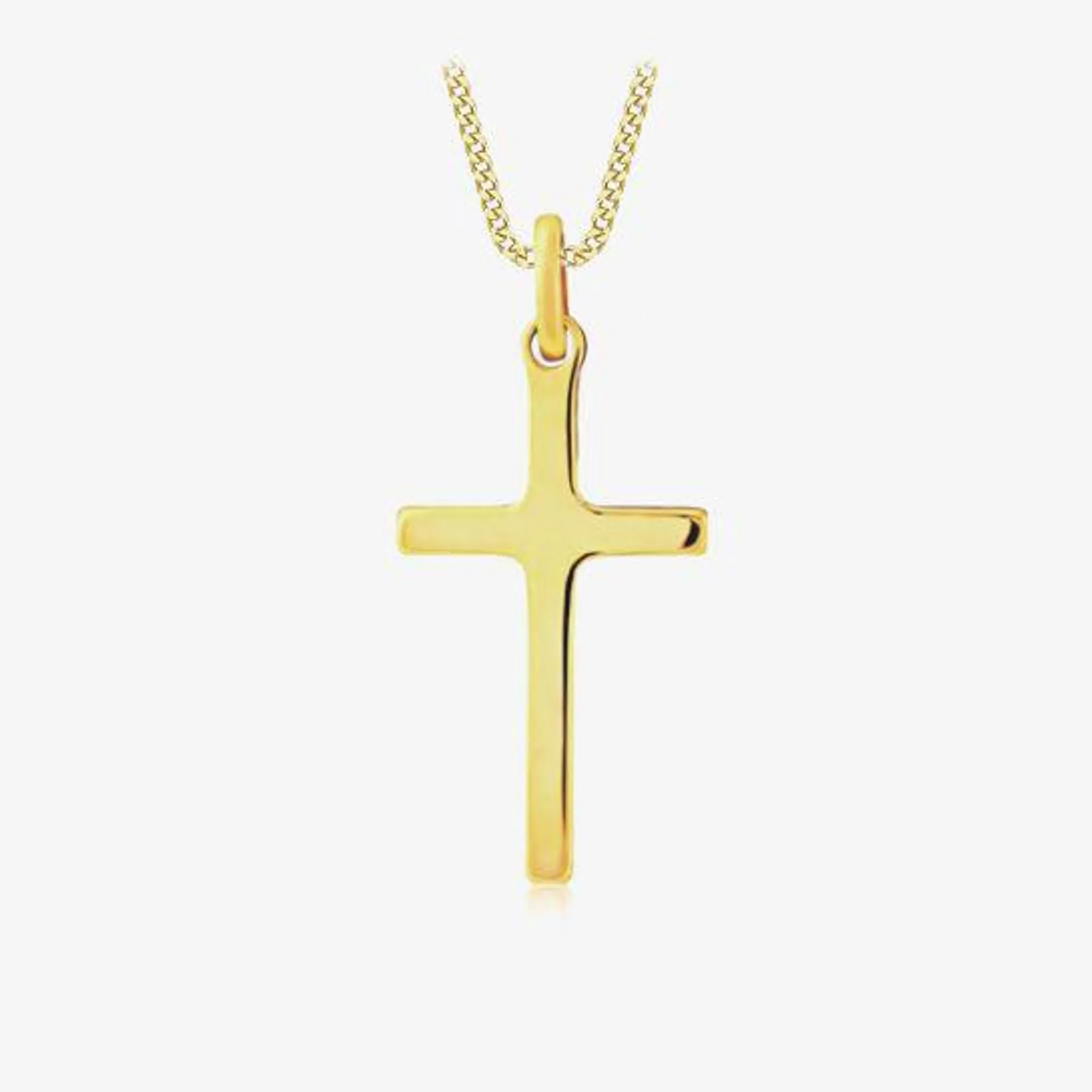 9ct Plain Cross Pendant and Necklace CR242/CN025-18