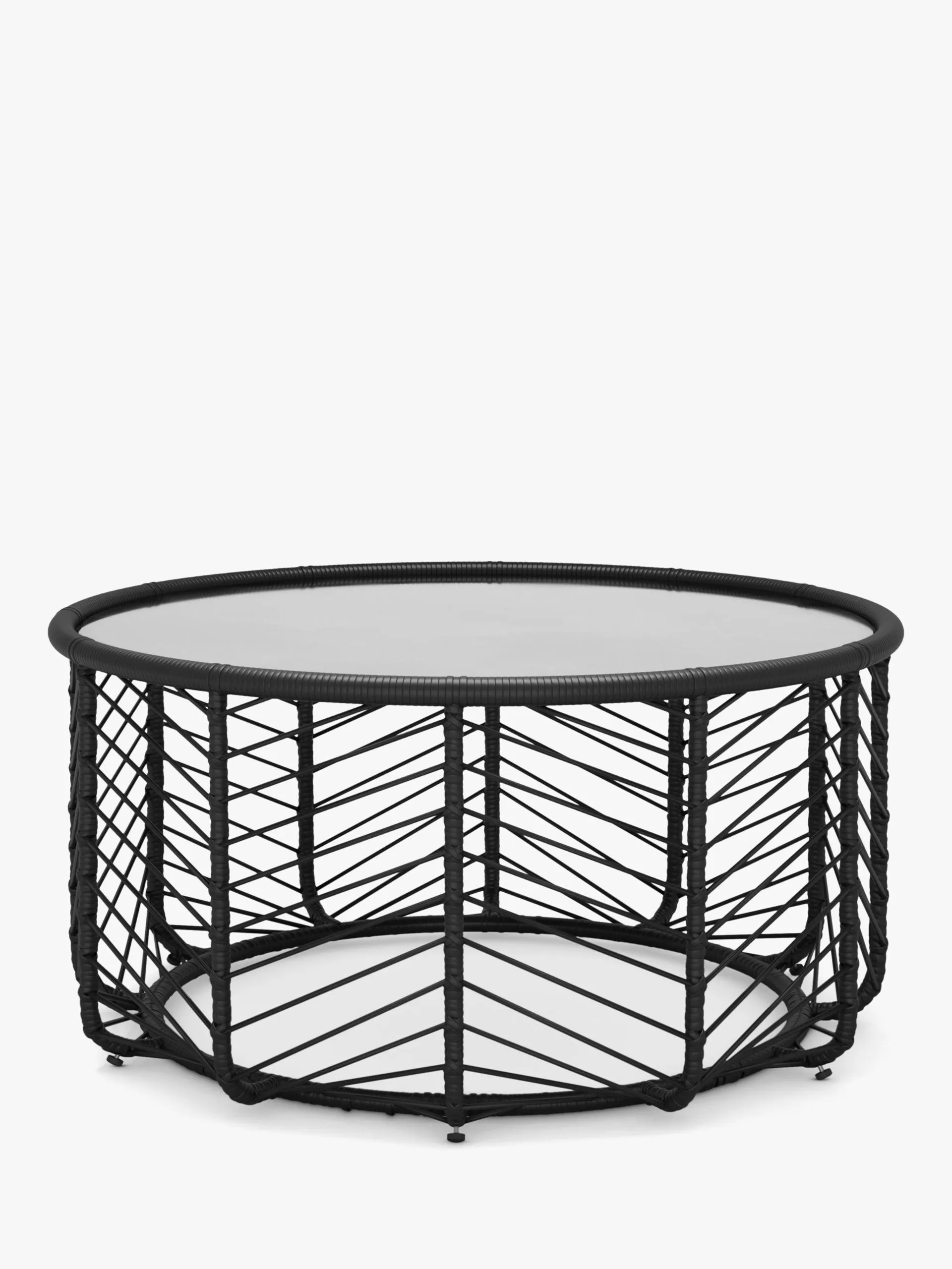 Chevron Round Garden Coffee Table, Black/Grey