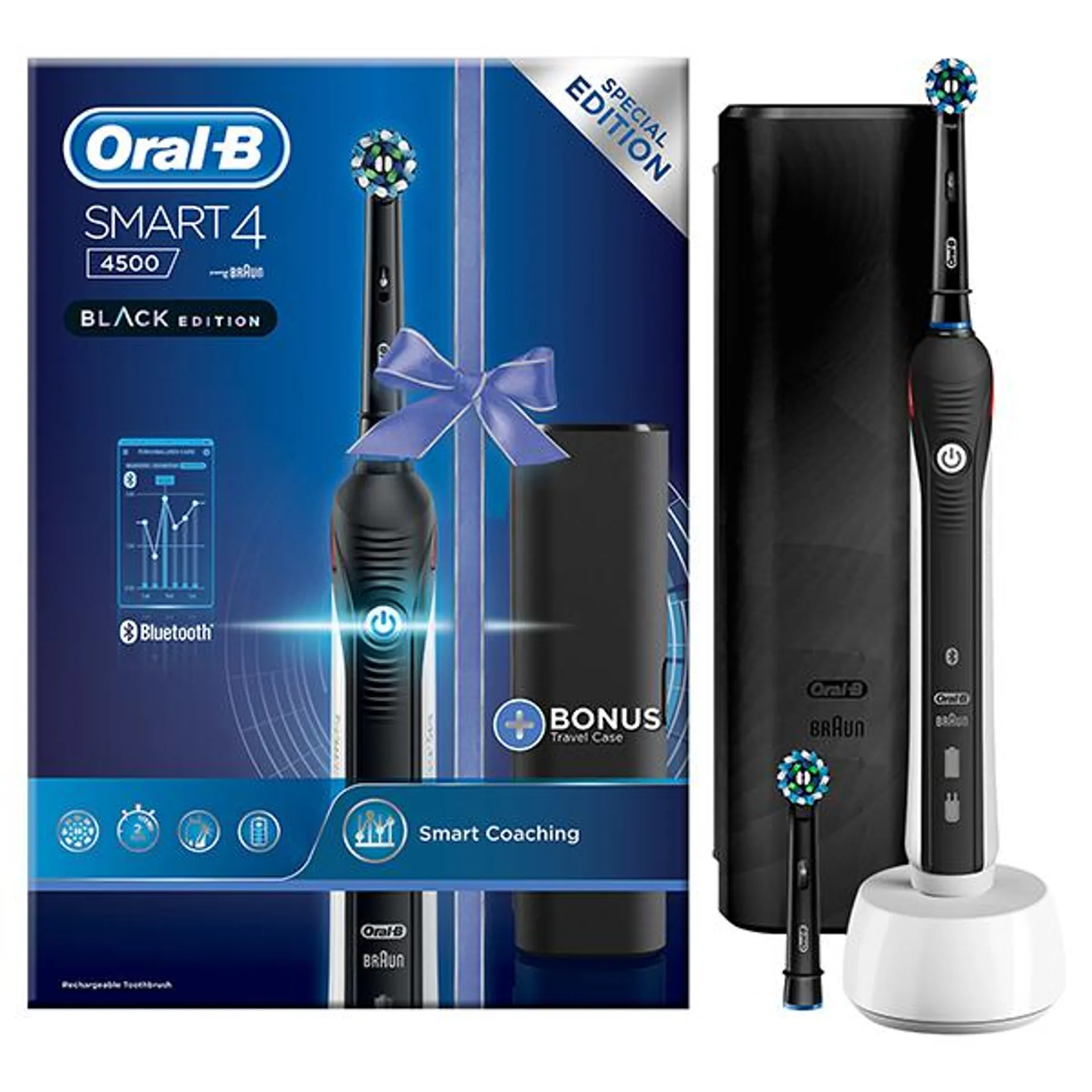 Oral-B Smart 4500 CrossAction Black Electric Toothbrush with Travel Case