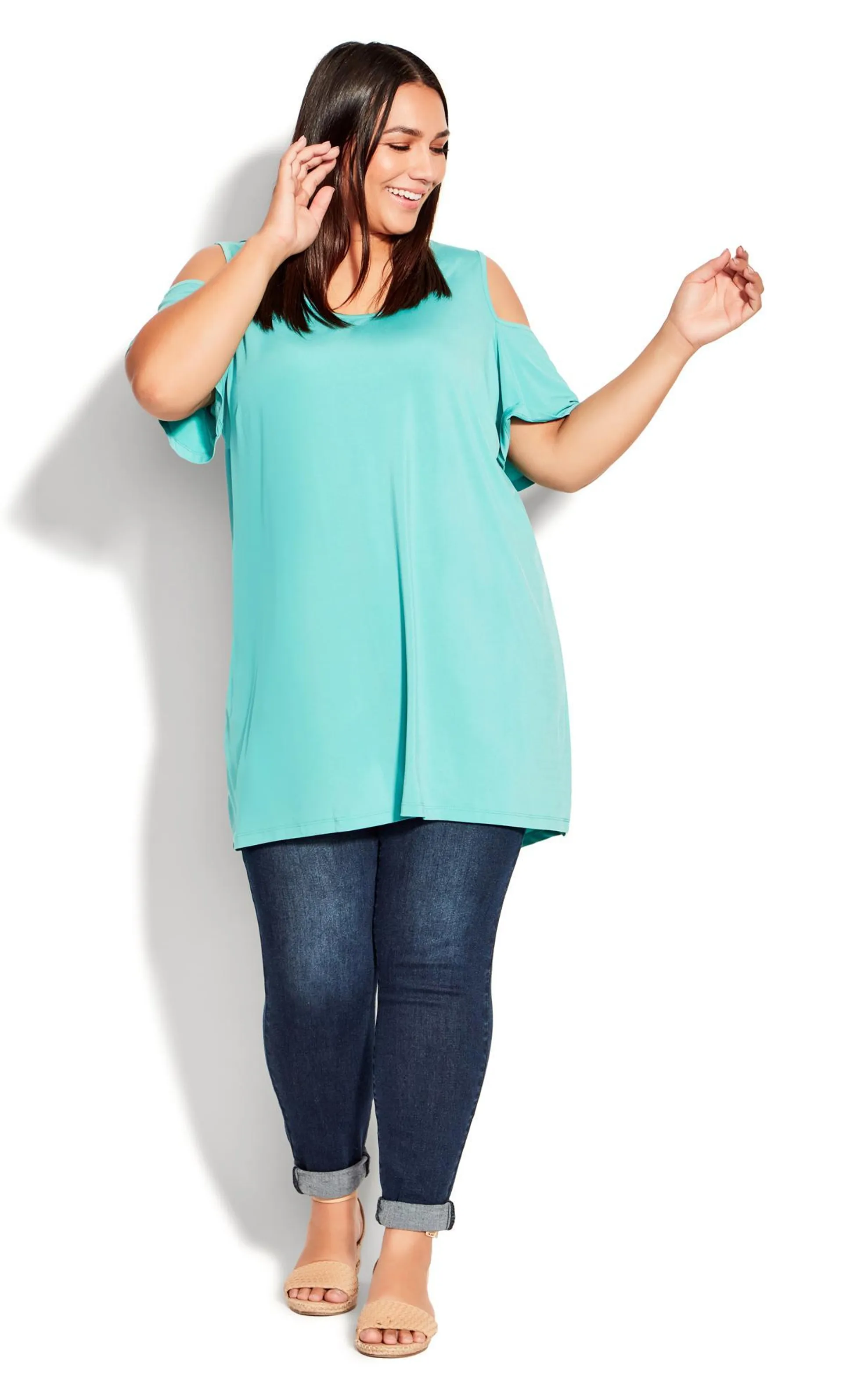 Evans Green Claire Cold Shoulder Tunic