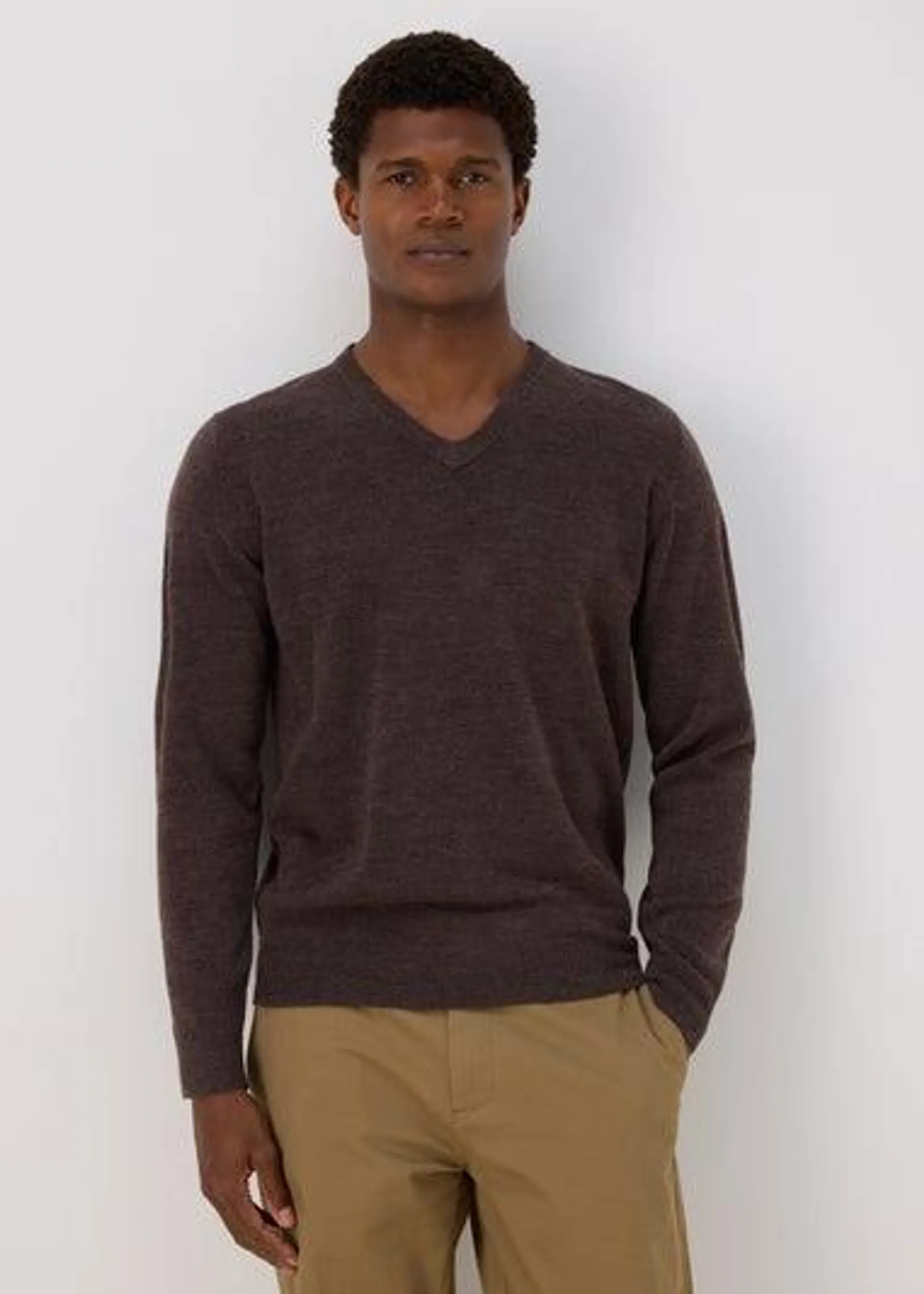 Brown Soft Touch V-Neck Jumper