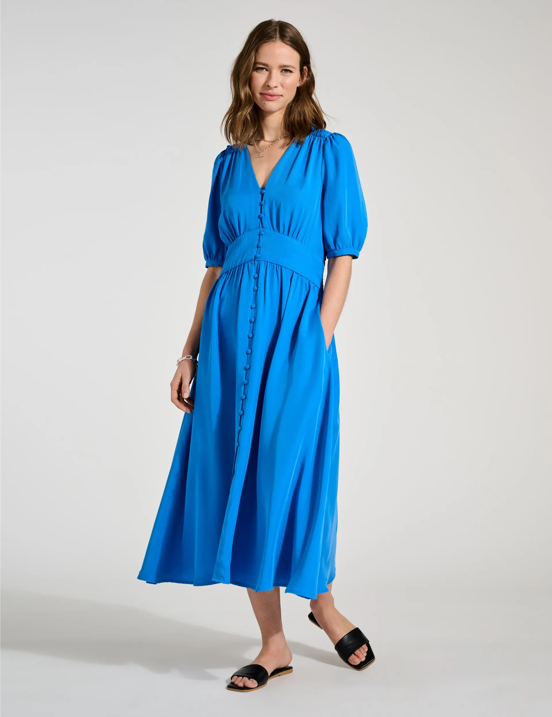 Pure Lyocell™ V-Neck Maxi Waisted Dress