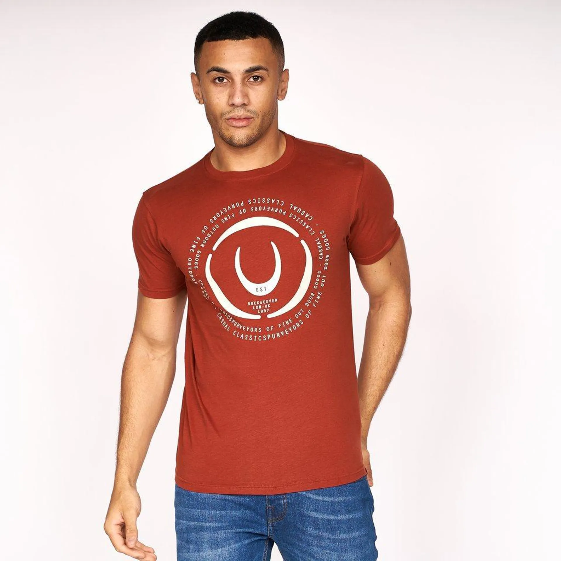 Duck & Cover Mellords Graphic Tee - Brick Red