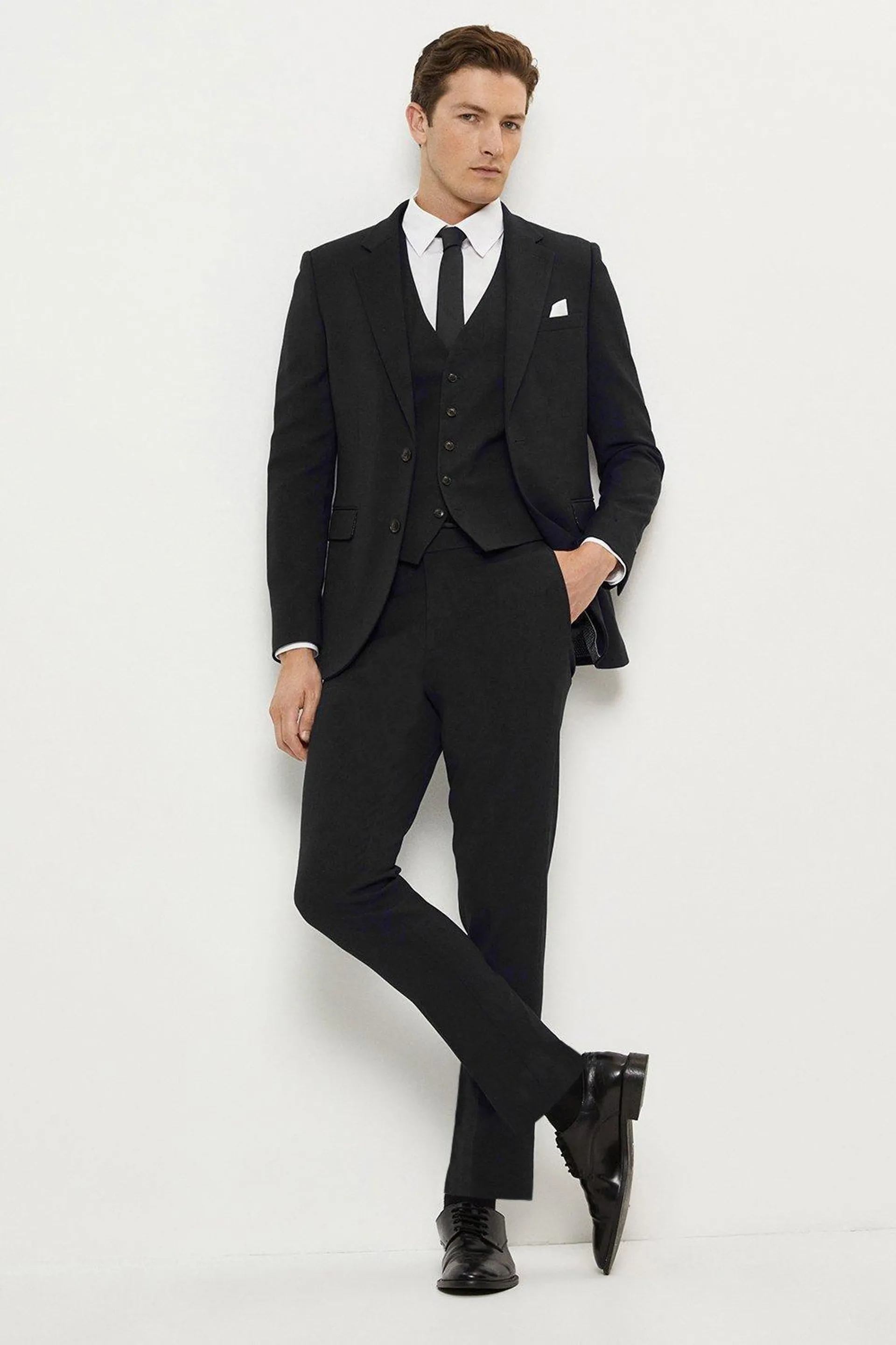 Slim Fit Black Essential Waistcoat