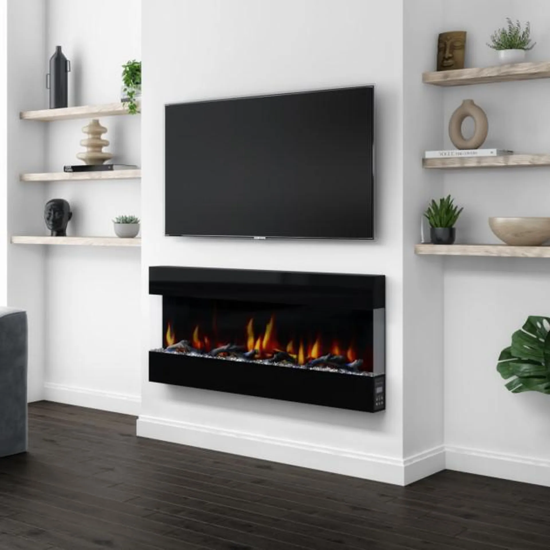 50 Inch Black Built In Electric Fire - Amberglo
