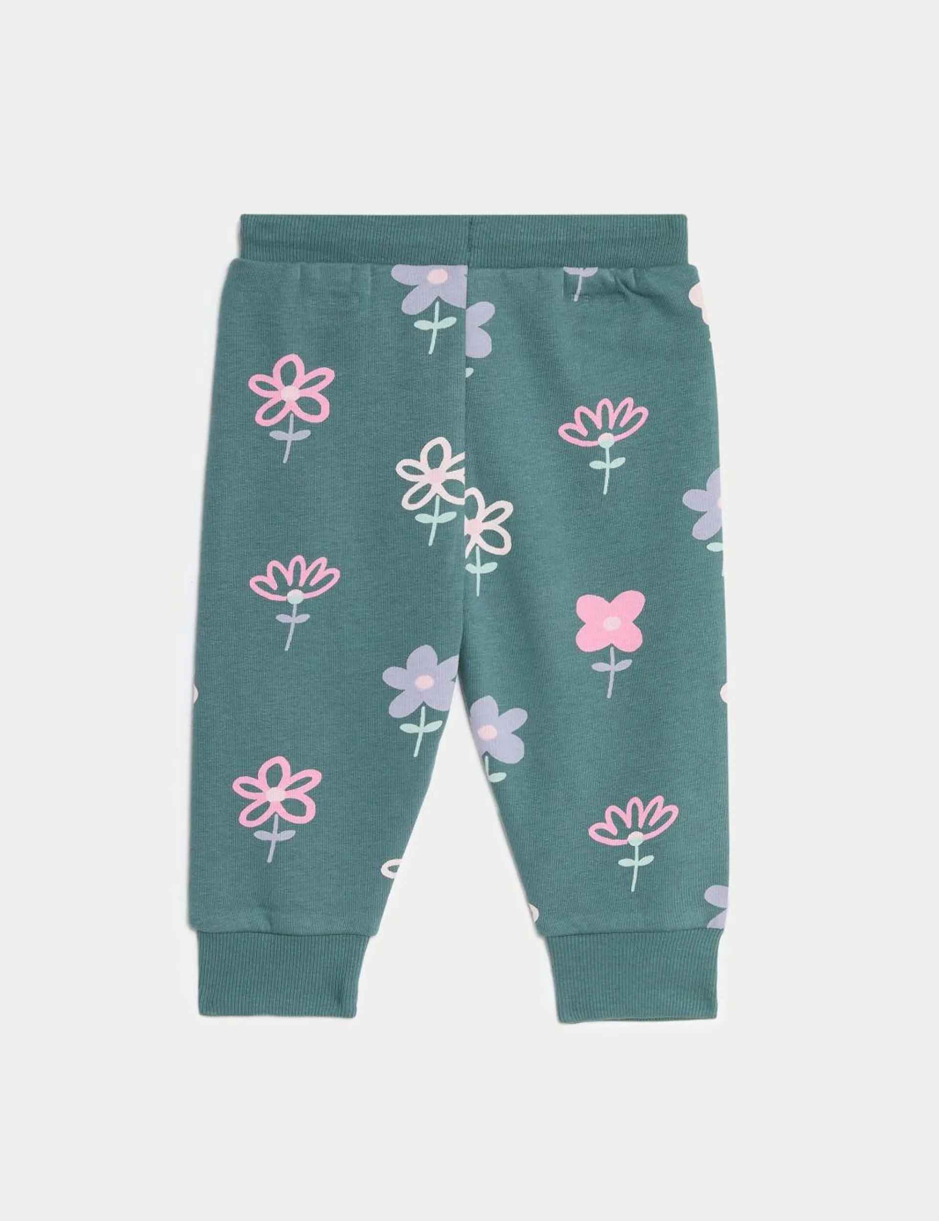 Cotton Rich Floral Joggers (0-3 Yrs)