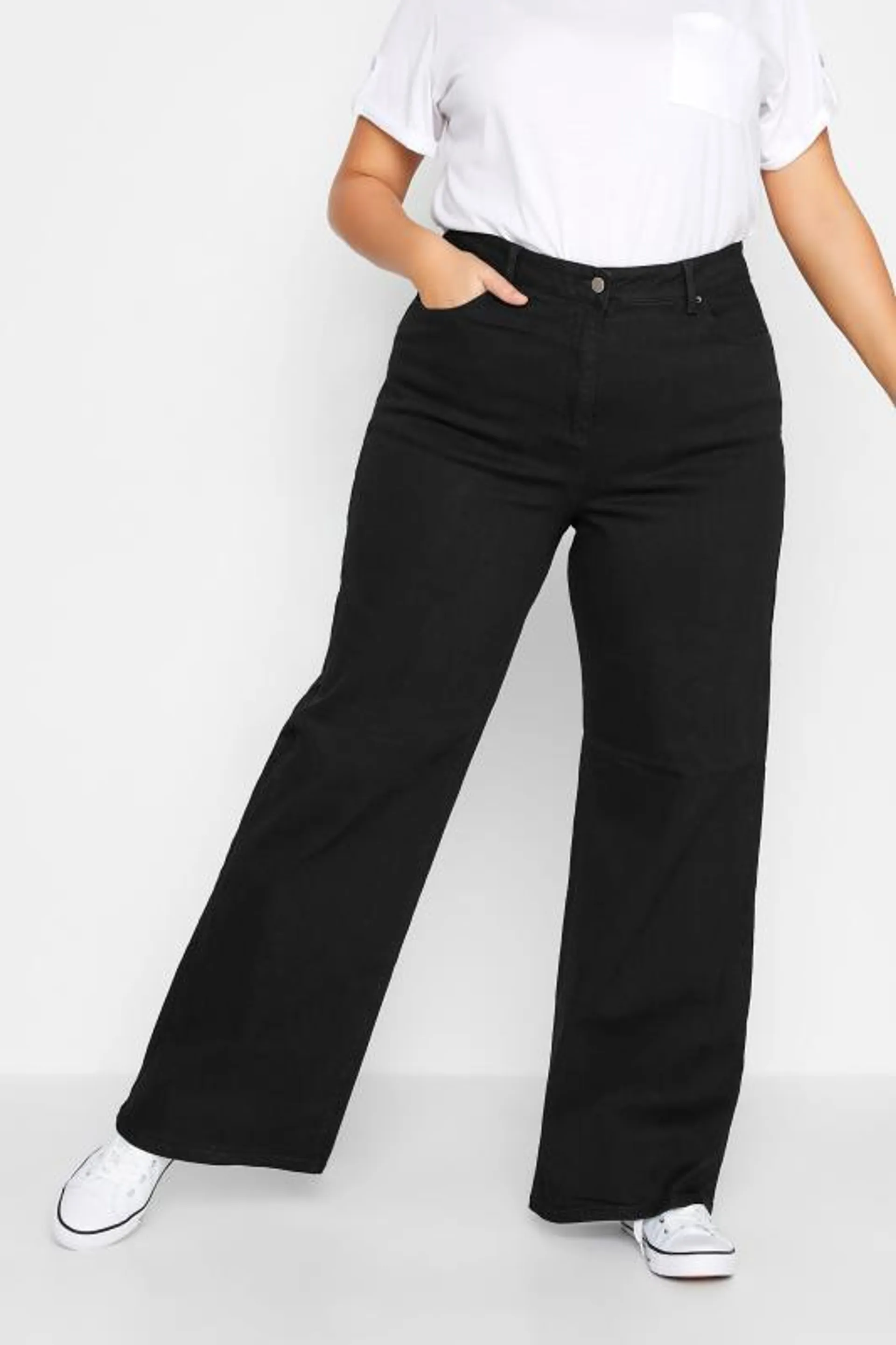 LTS Tall Black BEA Stretch Wide Leg Jeans