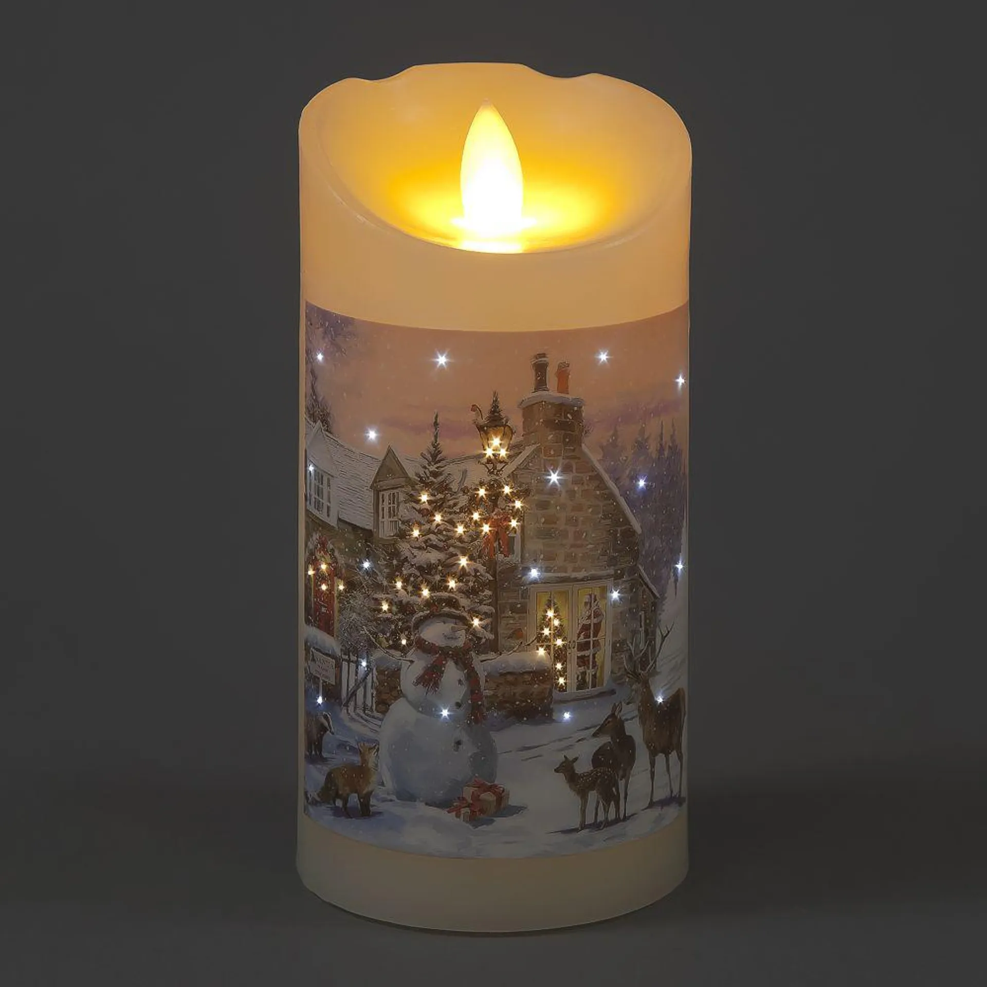 Battery Operated Santa Cottage Candle (15cm)