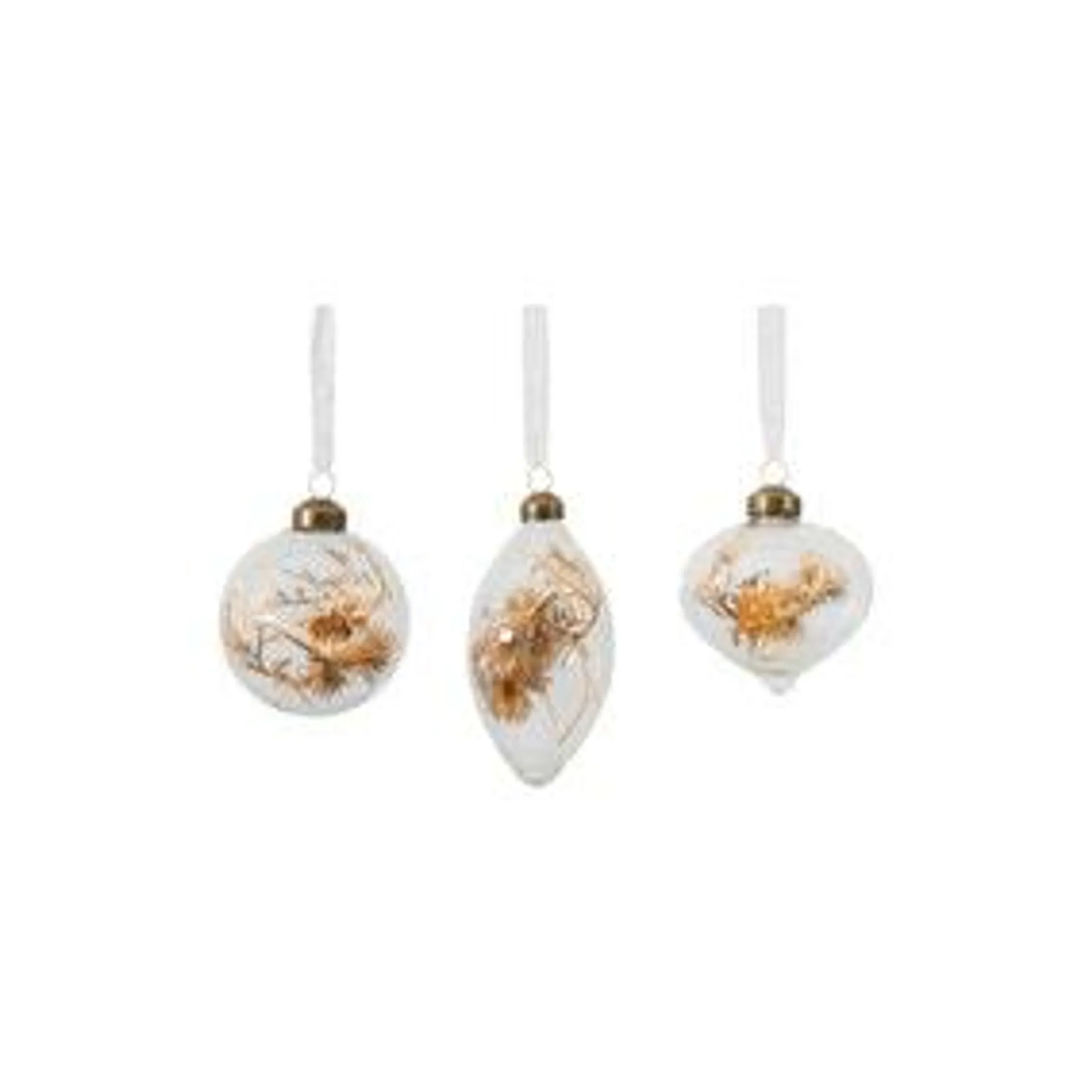 Set of 3 Bronze Encapsulated Feather Baubles