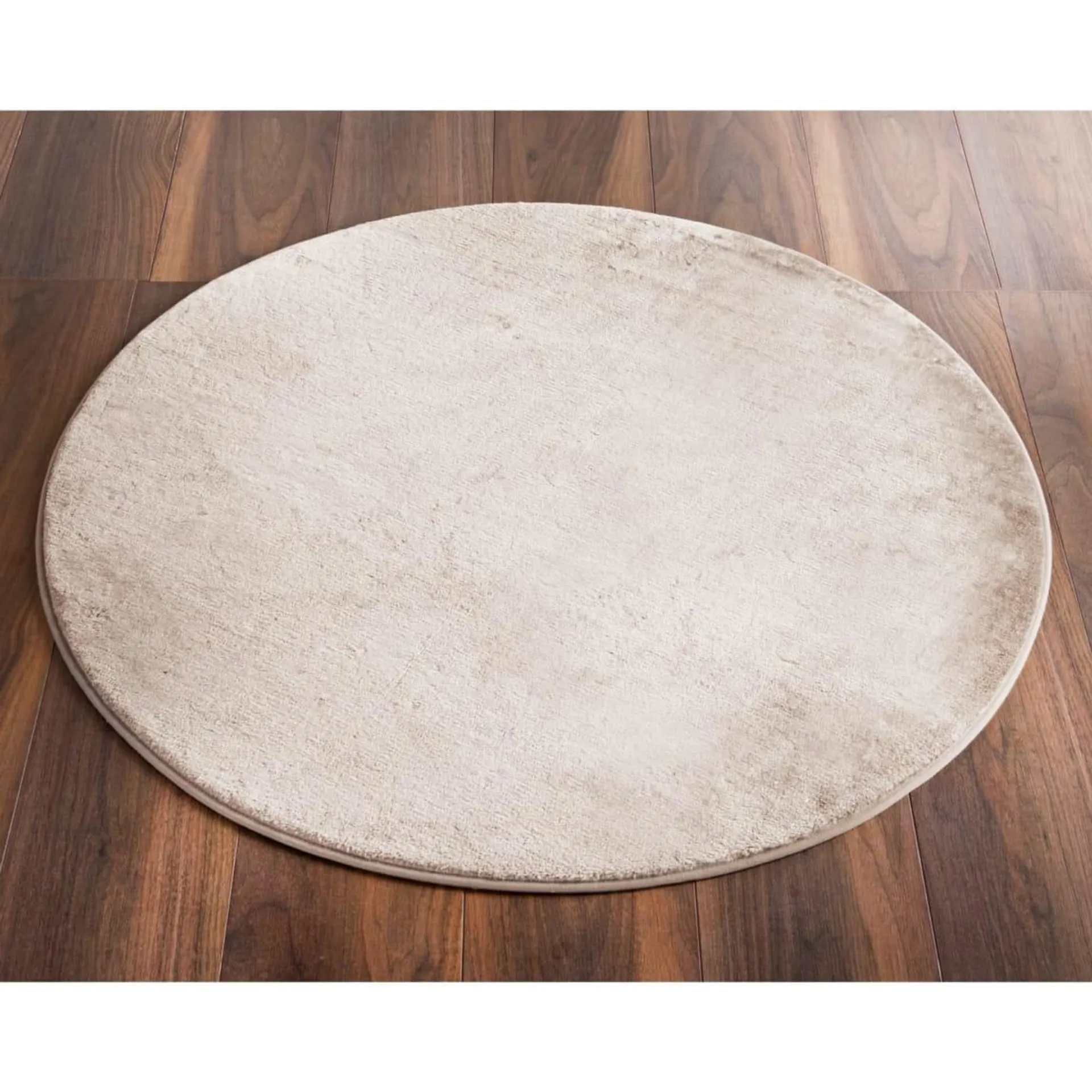 Circle Micro Plush Rug - Cream